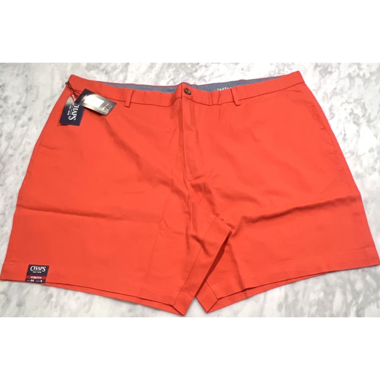 Chaps Chaps Ralph Lauren Men Flat Front 50 Big & Tall 9” Inseam Casual Cotton Blend Coral Stretch Twill Shirt? Size US 34 / EU 50 - 2 Thumbnail