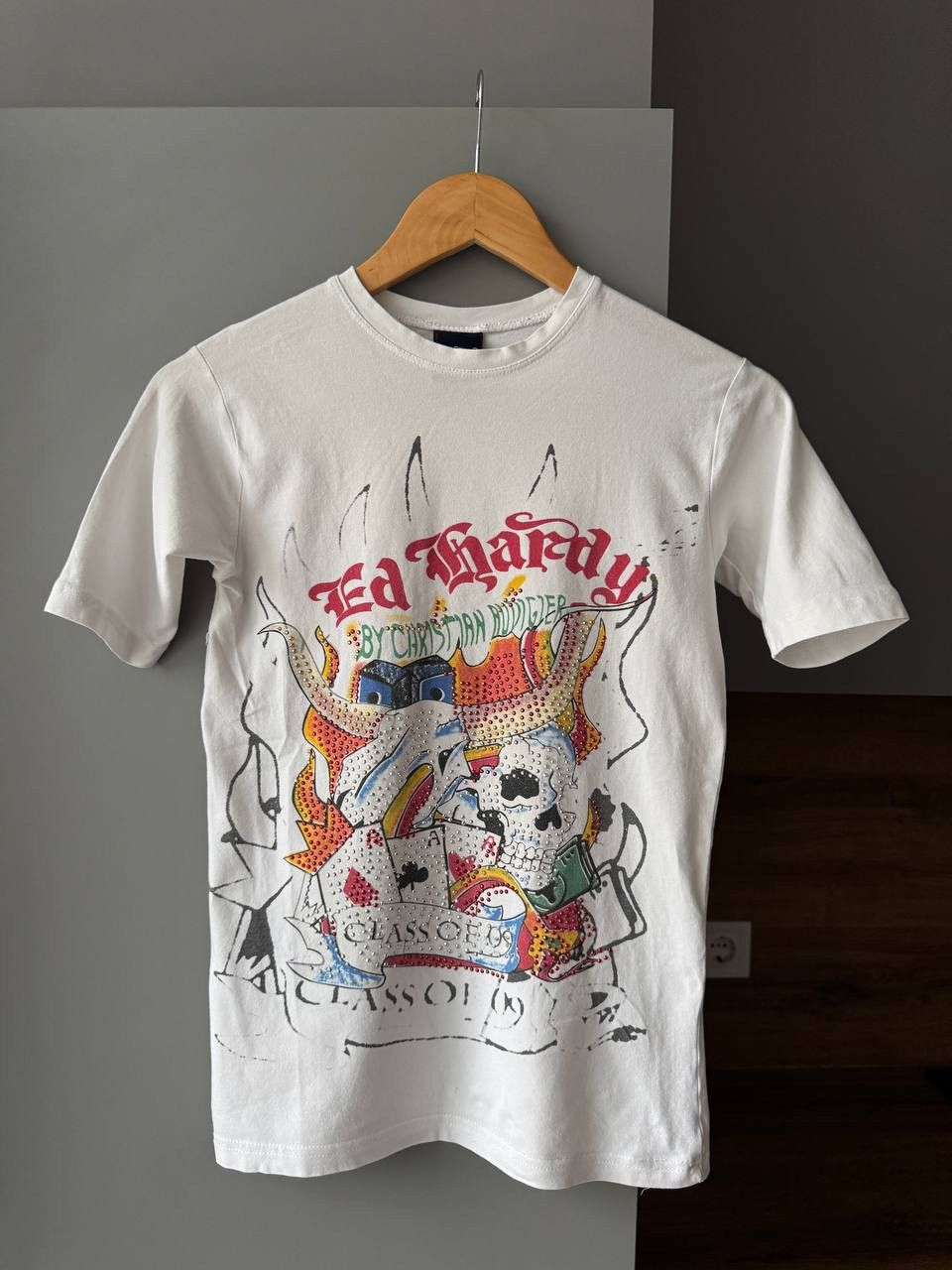 Ed Hardy × Vintage Vintage 00's Women's Ed Hardy T-Shirt in White Size S / US 4 / IT 40 - 1 Thumbnail