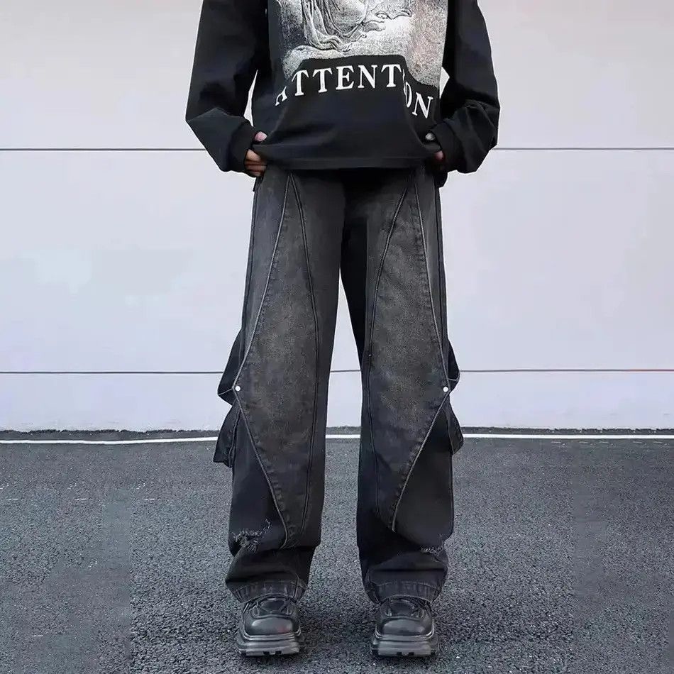 Japanese Brand Baggy Jeans Men Streetwear Original Wide Leg Trousers Casual Size US 32 / EU 48 - 6 Thumbnail