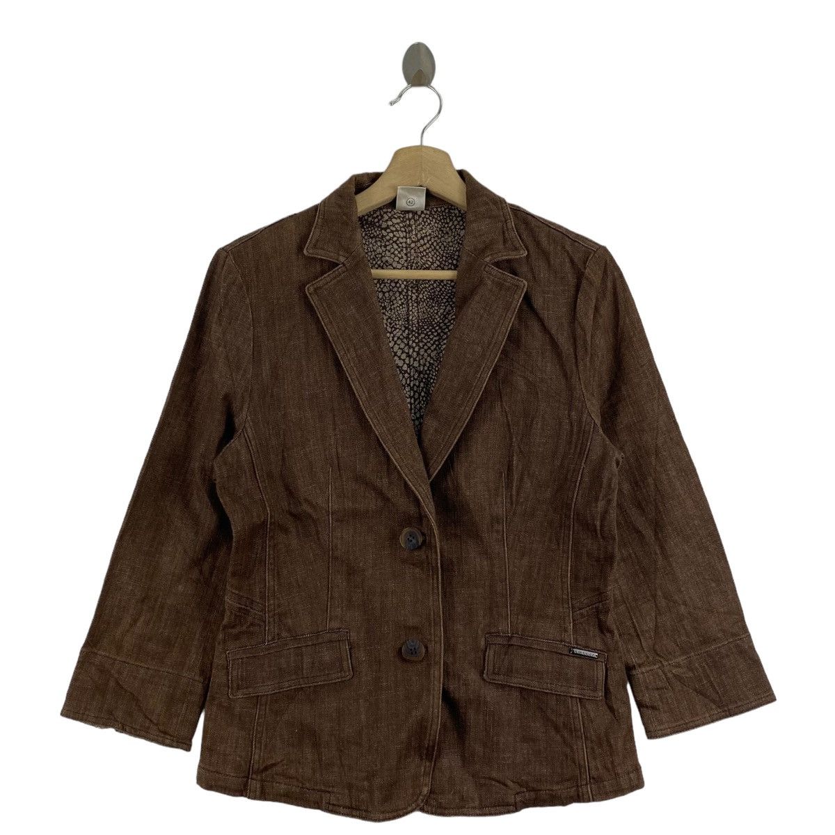 Other K Of KRIZIA Italian Designer Brown Denim Jeans Jacket Size S / US 4 / IT 40 - 1 Thumbnail