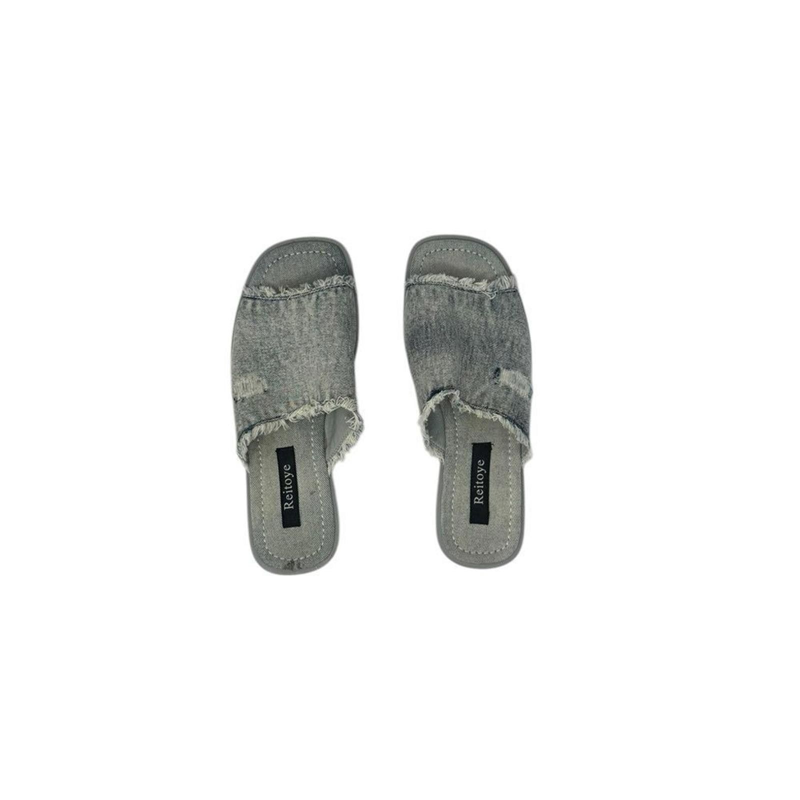 Designer Reitoye. Women's Flat Denim Sandals. Size 8. Size US 8 / IT 38 - 1 Thumbnail