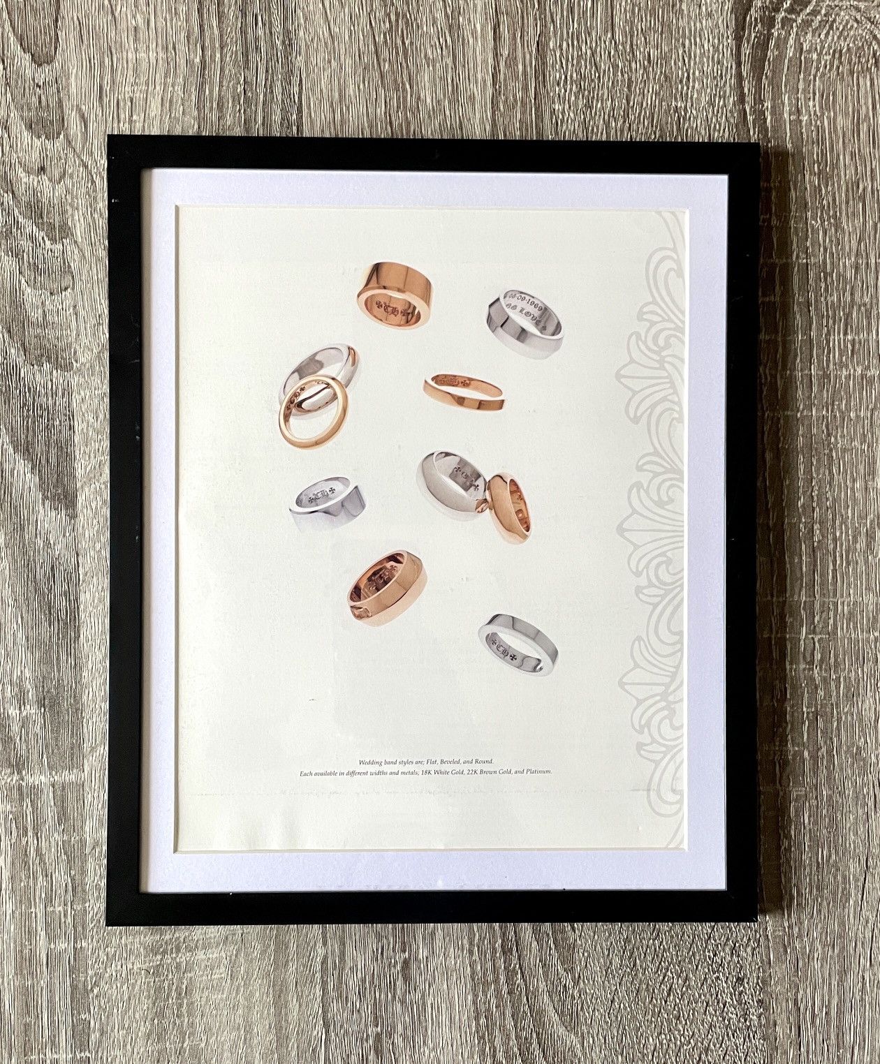 Chrome Hearts × Vintage Chrome Hearts wedding rings band 9x11 cutout Framed poster Size ONE SIZE - 1 Thumbnail
