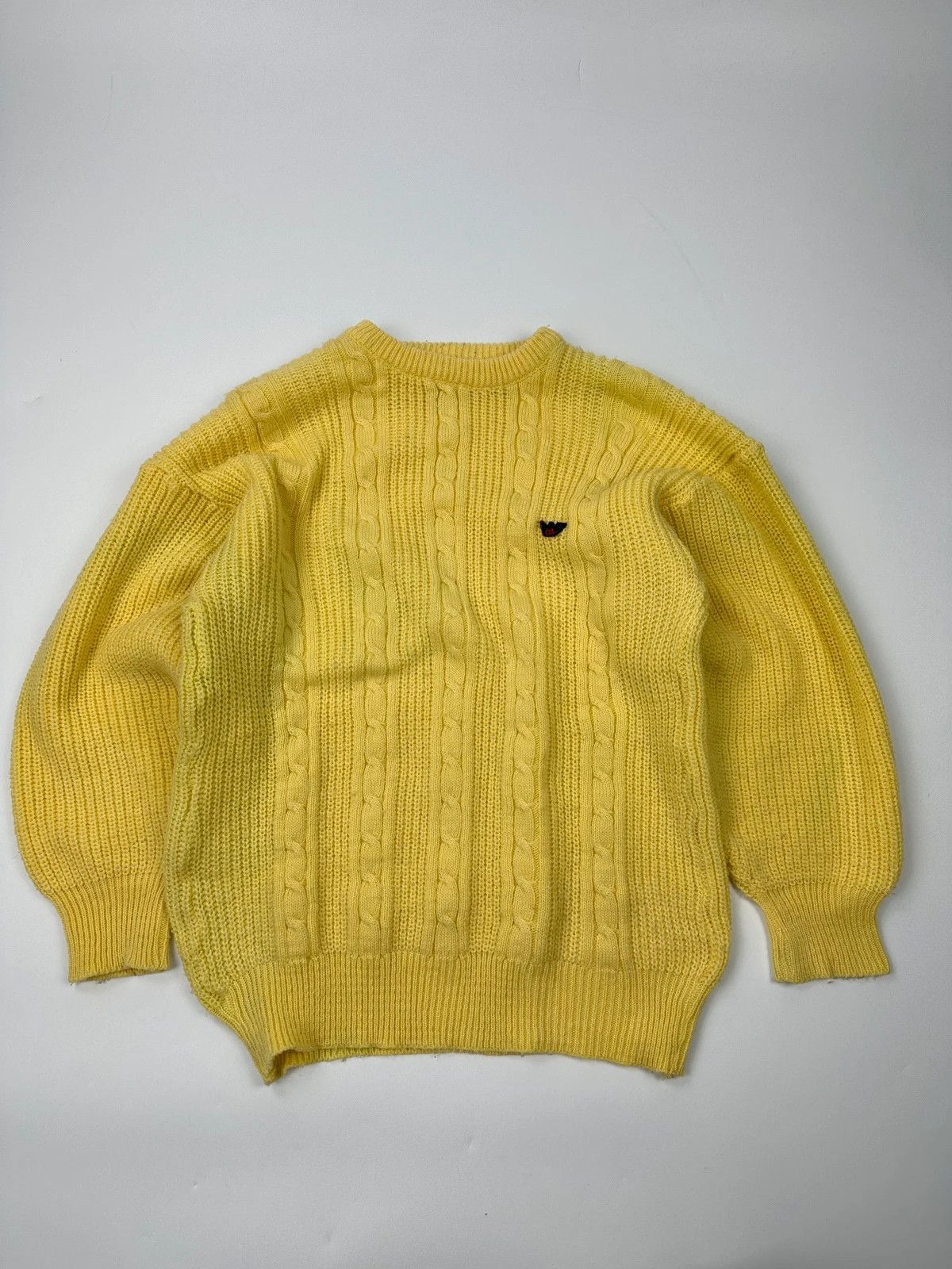 Emporio Armani Emporio Armani 90’s Cable Knit Yellow Sweater Size US M / EU 48-50 / 2 - 1 Thumbnail