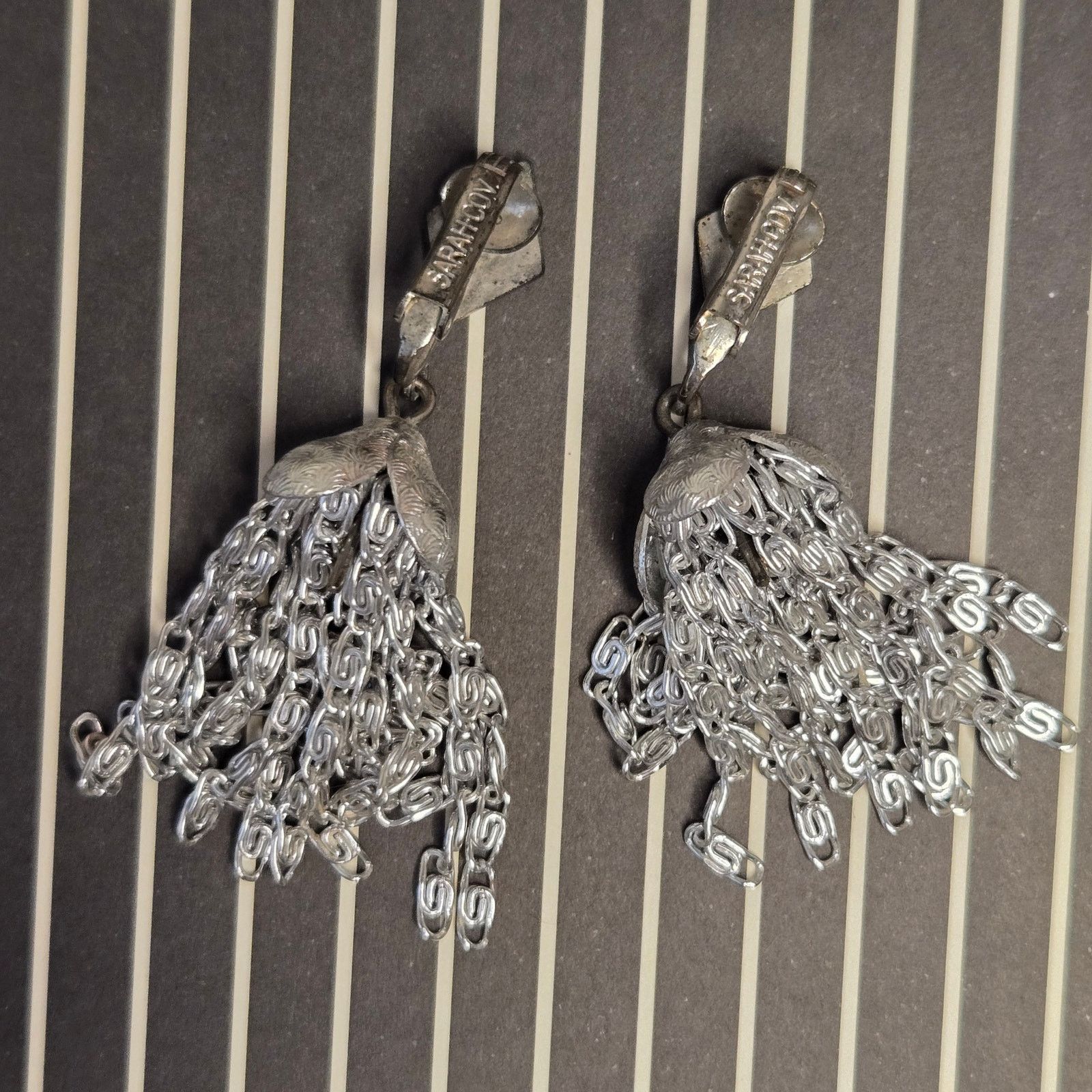 Vintage VTG Sarah Coventry Charisma Silver Tassel Clip On Earrings Size ONE SIZE - 4 Thumbnail
