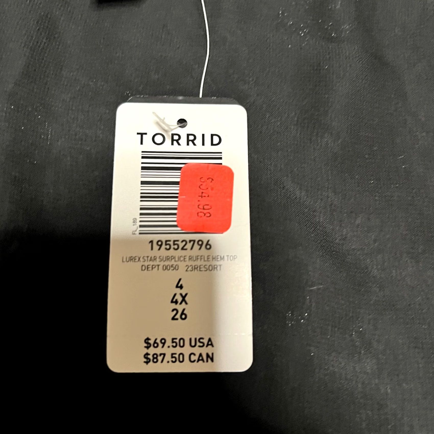 Torrid Torrid Blouse TOP 4XL Black Lurex Star Surplice Ruffle Hem Balloon Sleeve Layered Wrap Women Size XXL / US 16-18 / IT 52-54 - 3 Thumbnail