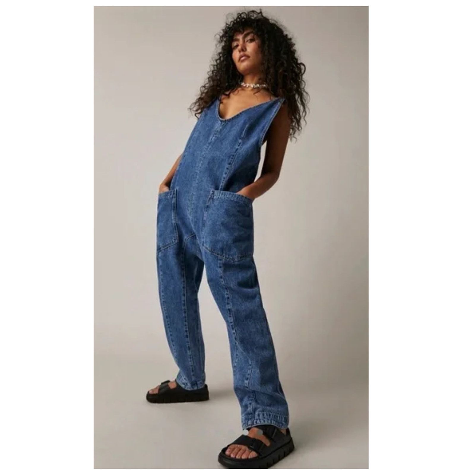 Free People Free People High Roller Denim Jumpsuit Size XS Size 24" / US 00 / IT 34 - 1 Thumbnail