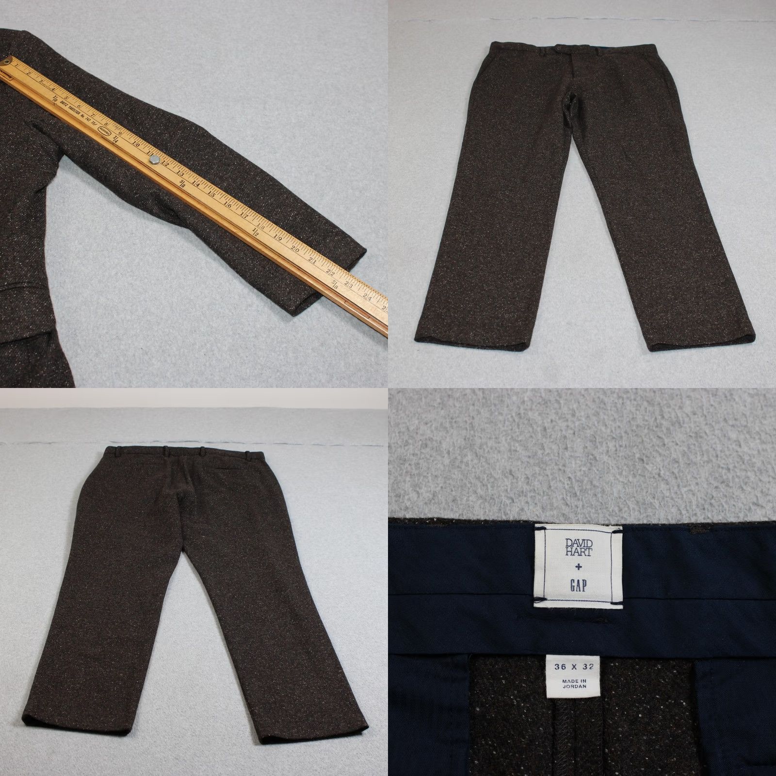Gap VINTAGE Gap x David Hart Suit Men XL 36x32 Brown Herringbone Wool Tweed 2 Piece Heritage Size 46R - 8 Thumbnail