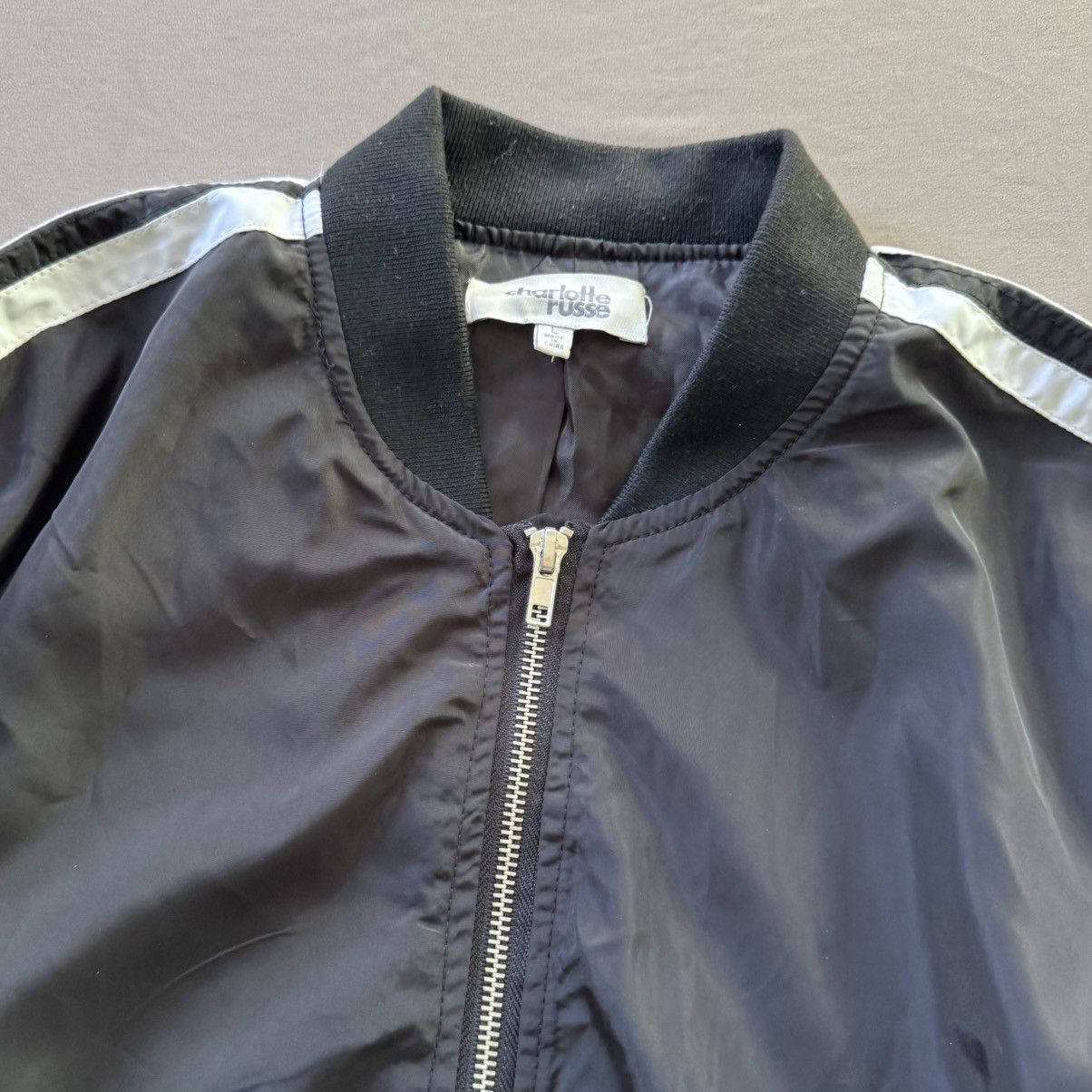 Other Charlotte Russe Retro Striped Bomber Jacket Size L / US 10 / IT 46 - 4 Thumbnail