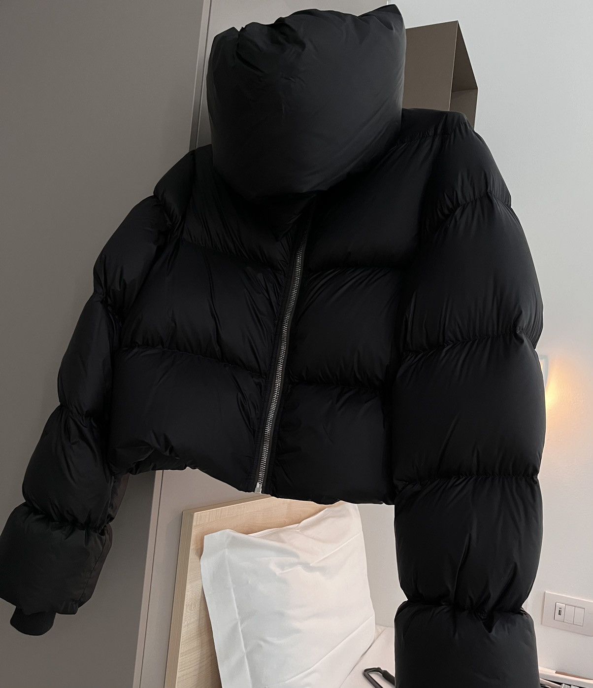 ジャケット・アウター Rick Owens 22fw funnel neck jkt Rick Owens // DRKSHDW Black Leather Funnel Neck Jacket – VSP