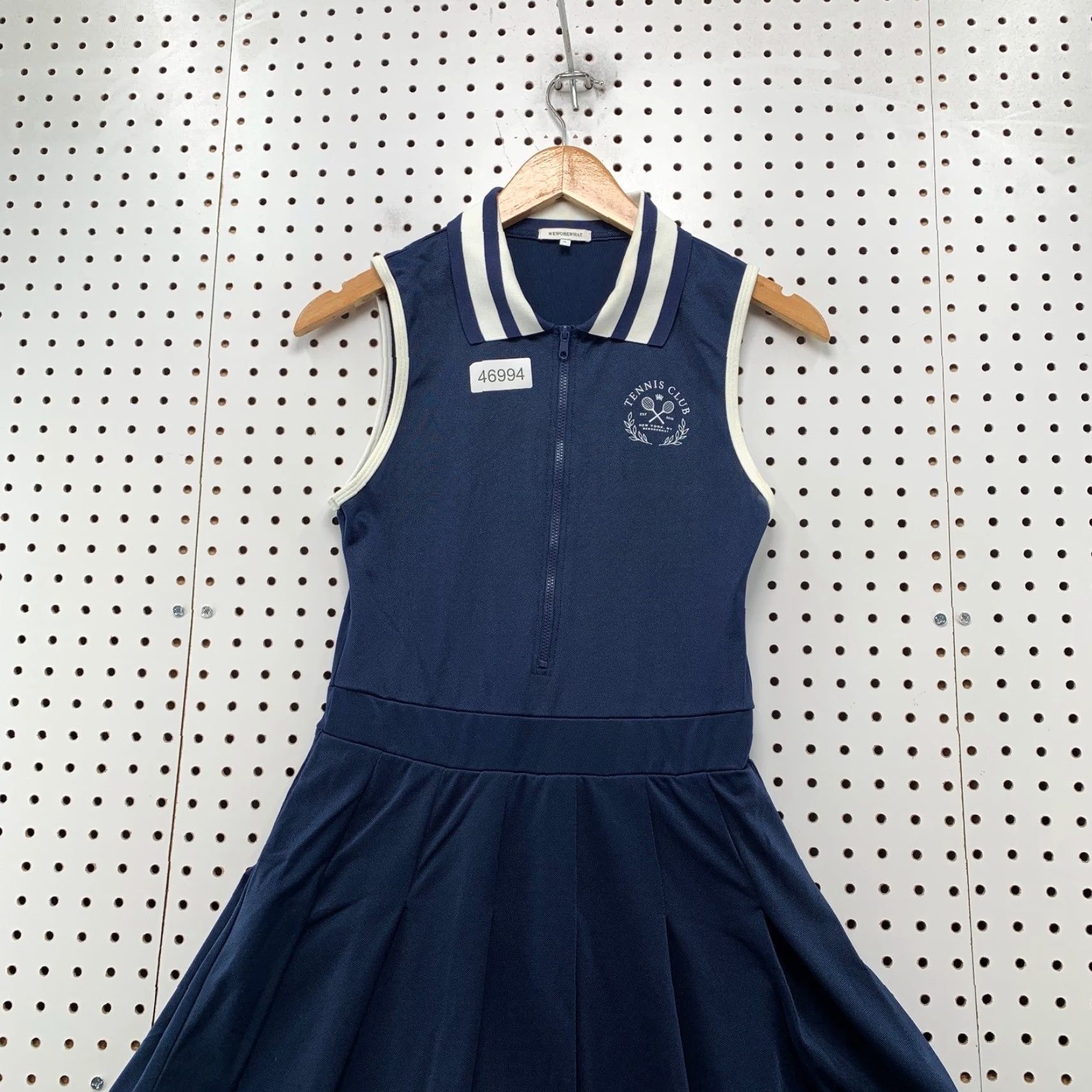Vintage We Wore What Tennis Dress Womens Medium Navy Pleated Tennis Club Zip Front Size M / US 6-8 / IT 42-44 - 4 Thumbnail