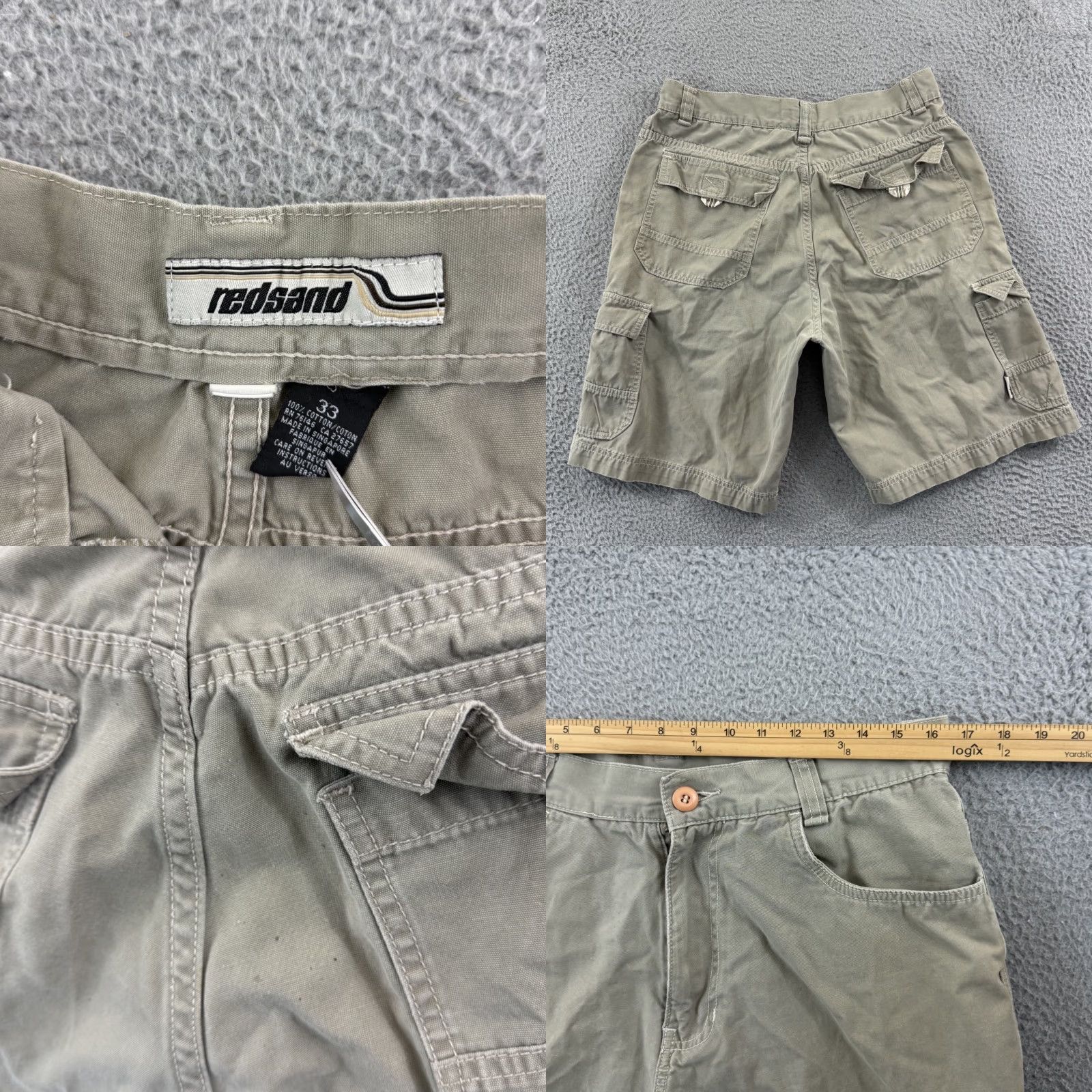 Vintage Vintage Red Sand Shorts Mens 33 Beige Cargo Pocket 90s Grunge Y2K Streetwear, Cargo, Regular Fit, 3D Pockets, Cotton Size US 33 - 8 Thumbnail
