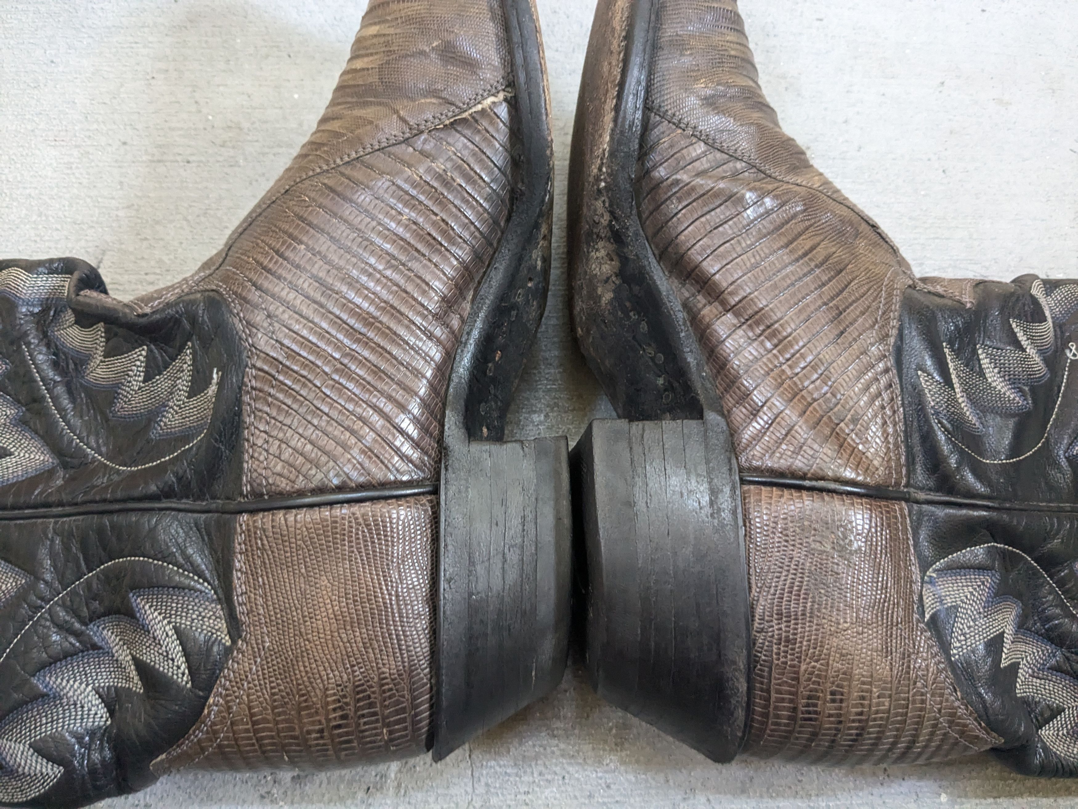 Genuine Leather Panhandle Slim Cowboy Boots 10.5 D Lizard Olive Black 10.5 Size US 10.5 / EU 43-44 - 8 Thumbnail