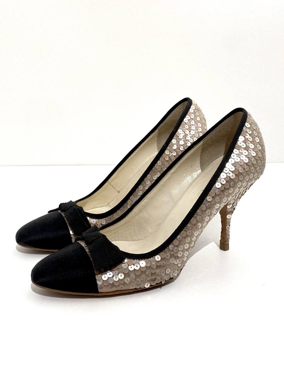 Prada Prada Sequin Embellished Bow Classic Mid Heel Pump Size US 7.5 / IT 37.5 - 4 Thumbnail