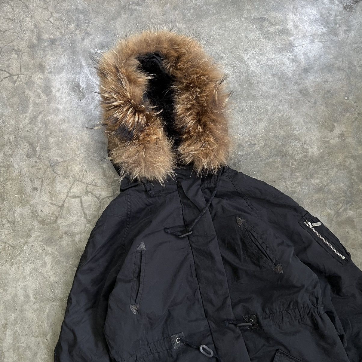 Japanese Brand 2000s Vence Exchange Raccoon Fur Hooded Military Jacket Size US M / EU 48-50 / 2 - 3 Thumbnail