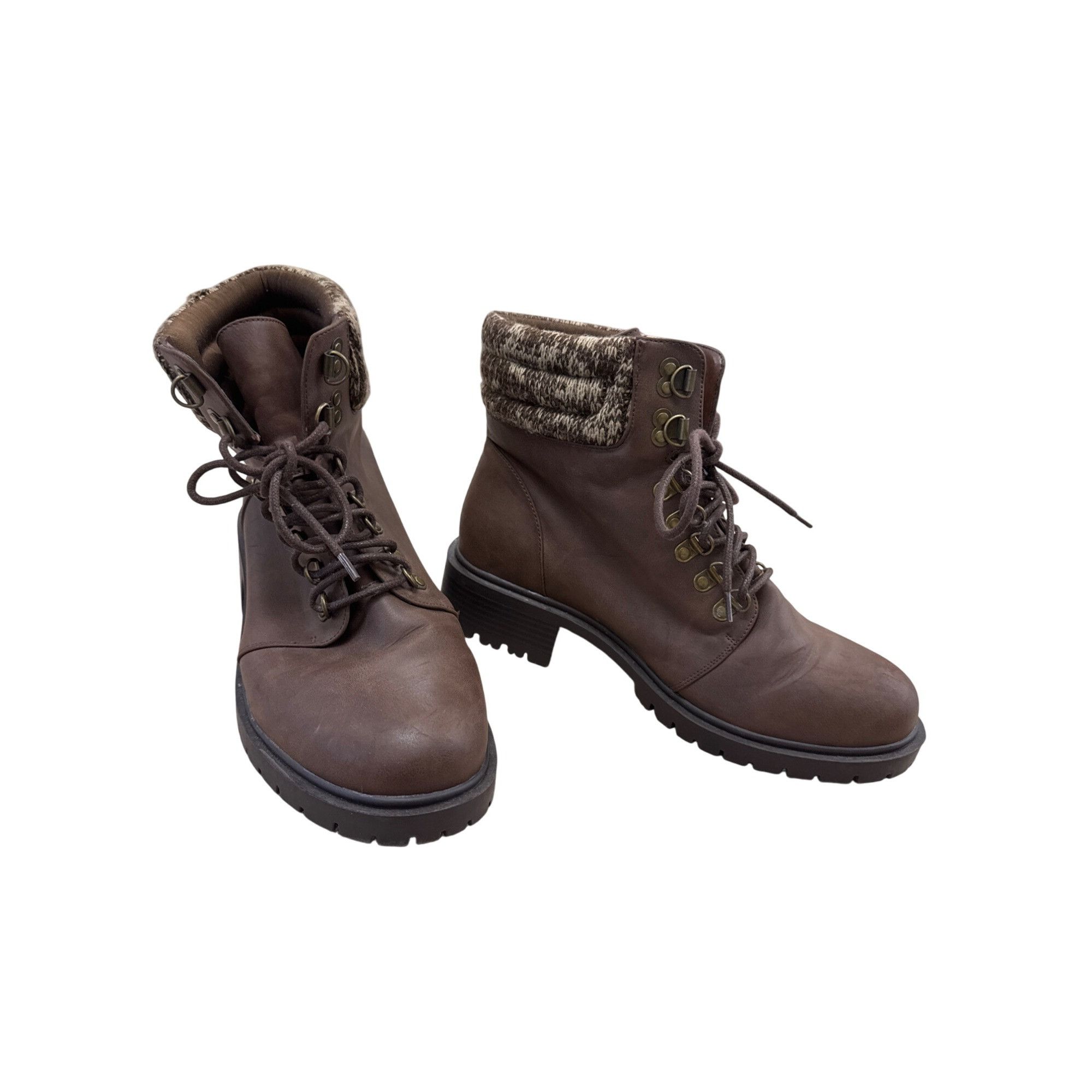 Torrid Torrid Womens Brown Faux Leather Hiking Sweater Boots Size 1 Size US 10 / IT 40 - 1 Thumbnail