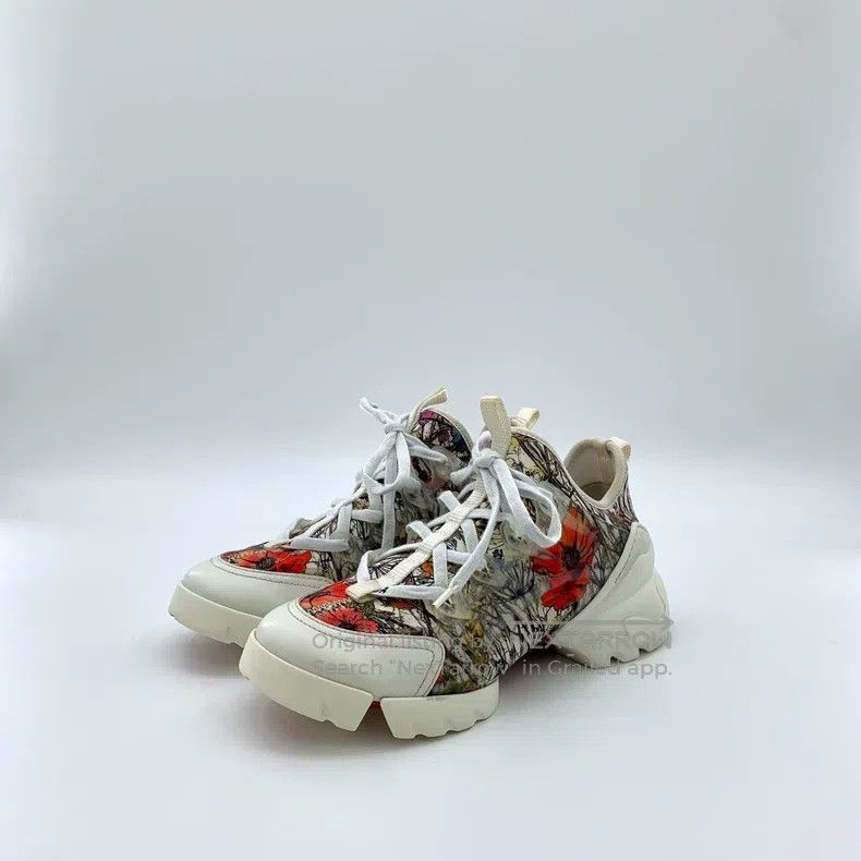 Dior Dior Colour-blocked floral print lace-with casual flat sne Size US 5.5 / IT 35.5 - 1 Thumbnail
