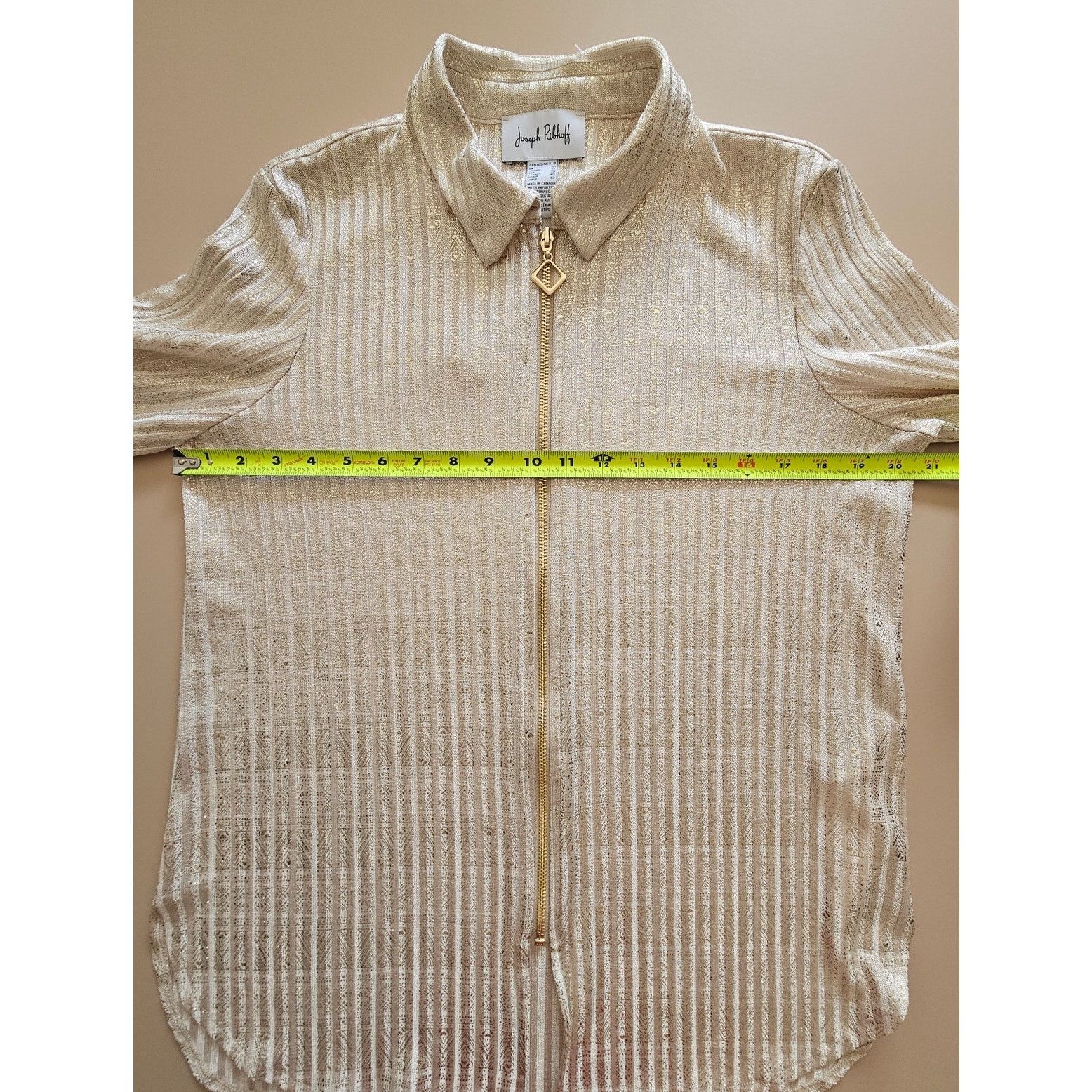 Joseph Ribkoff Joseph Ribkoff Beige/Gold Zip Shimmer Jacket Shacket Top 8 Size M / US 6-8 / IT 42-44 - 16 Thumbnail