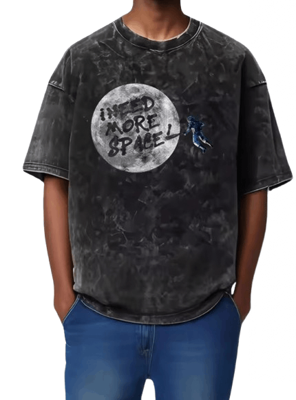 Japanese Brand Y2K Vintage Space Moon Astronaut Print Washed T-Shirt Size US M / EU 48-50 / 2 - 2 Thumbnail