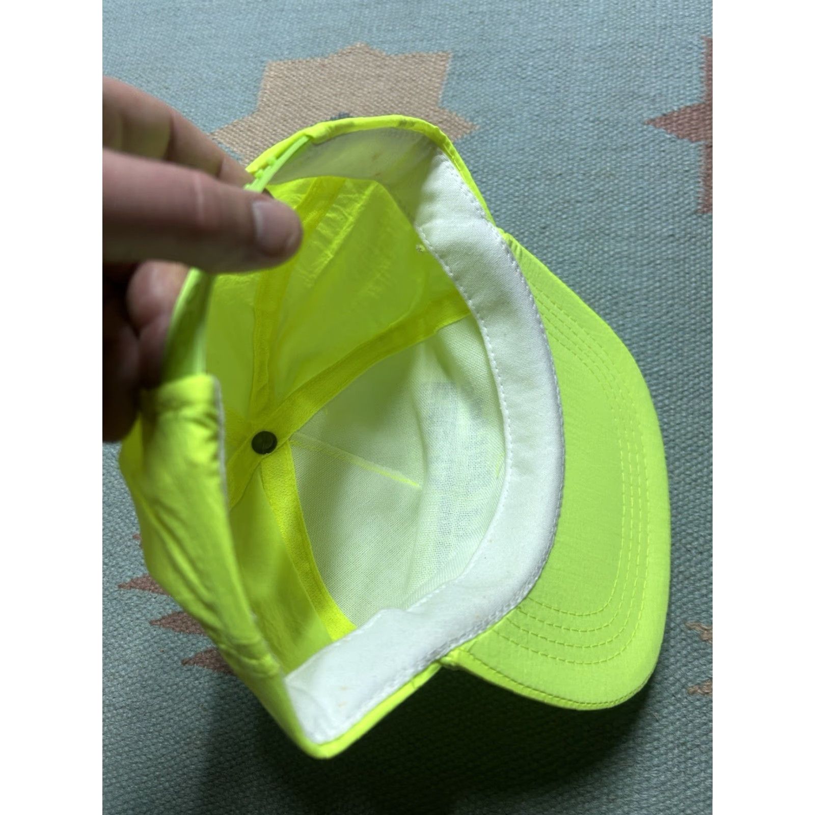 Vintage VINTAGE Evans SnapBack Hat Cap Mens Adjustable Nylon Neon Yellow Hi Vis Yellow Cap Size ONE SIZE - 6 Thumbnail