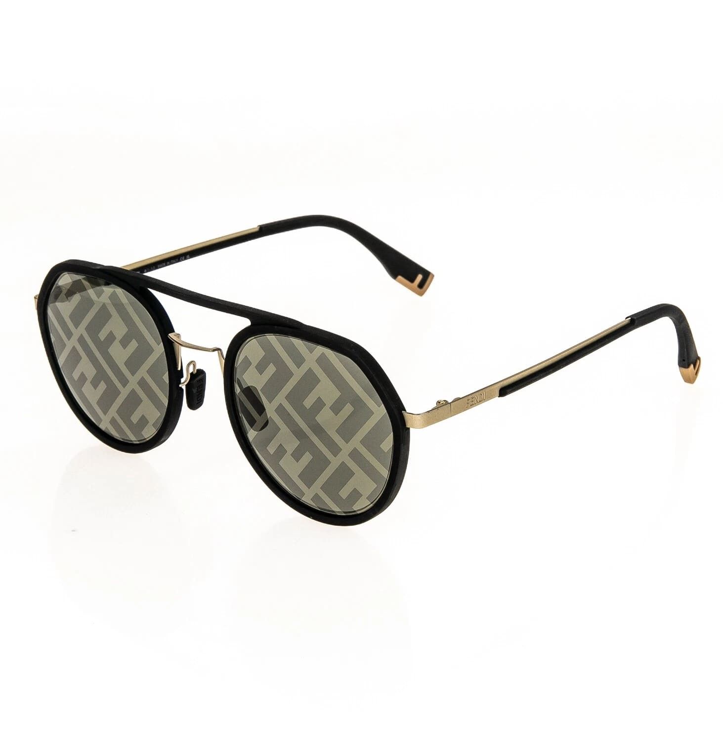 Fendi FENDI LIGHT 40040 Black FF Mirror Round Sunglasses FE40040U Size ONE SIZE - 5 Thumbnail