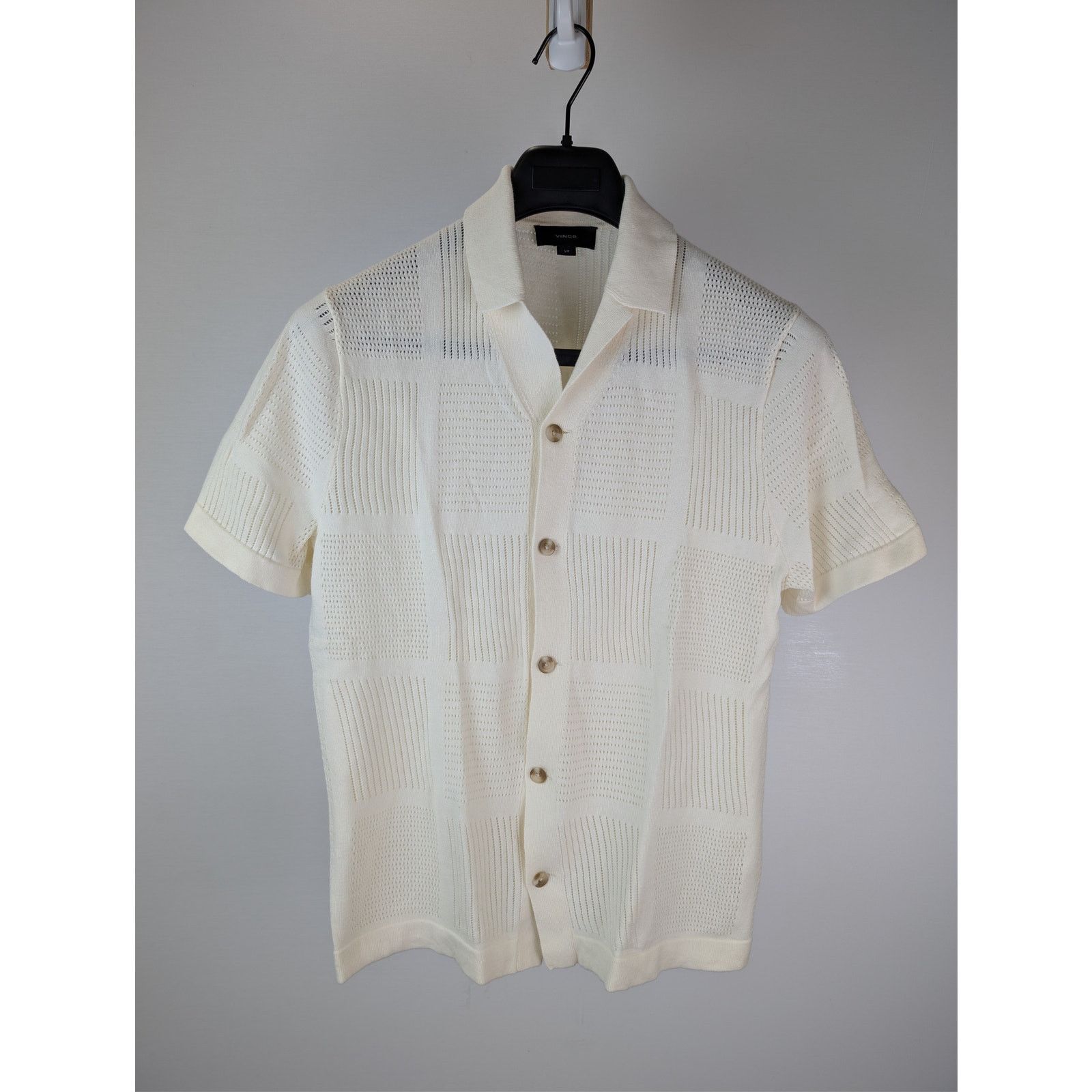 Vince o1rshd1 CC20 Patchwork Pointelle Short-Sleeve Sweater Cream Size US S / EU 44-46 / 1 - 1 Thumbnail