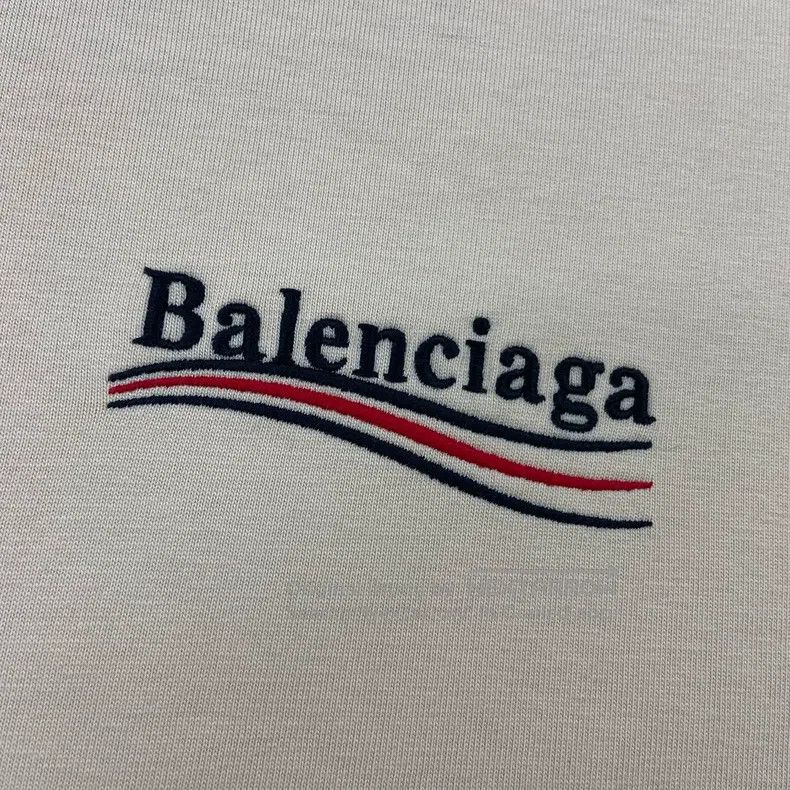 Balenciaga Balenciaga Beige Embroidered Logo Short Sleeve T-Shirt Size US XS / EU 42 / 0 - 3 Thumbnail