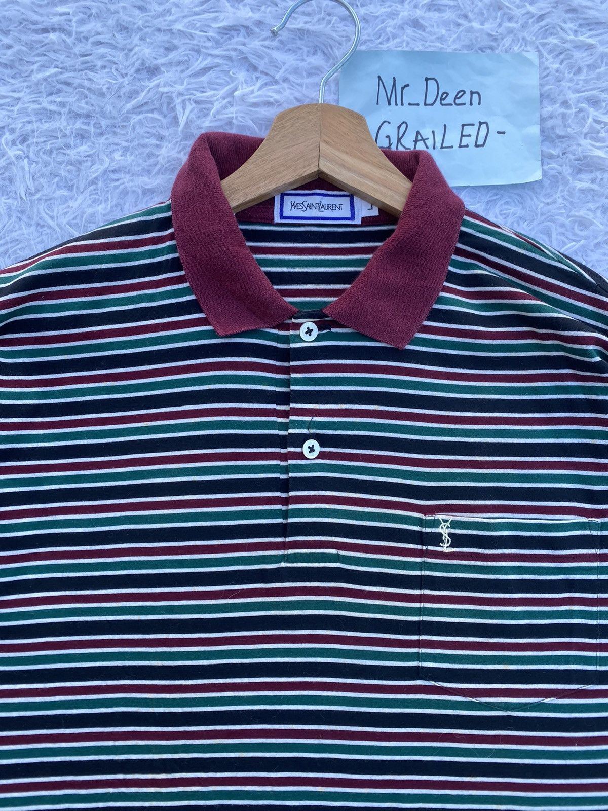Yves Saint Laurent Rare Vintage Yves Saint Laurent YSL Striped Collar Shirt Size US M / EU 48-50 / 2 - 8 Thumbnail
