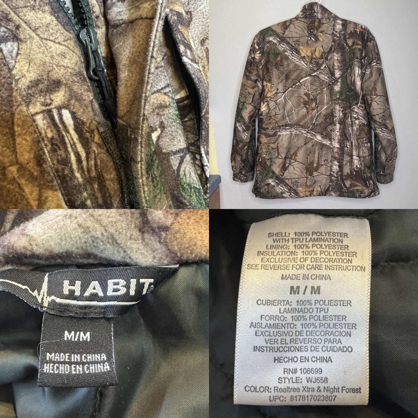 Realtree Habit Realtree Xtra Camouflage Hunting Cargo Coat Scent Factor Mens Size Medium Size US M / EU 48-50 / 2 - 8 Thumbnail