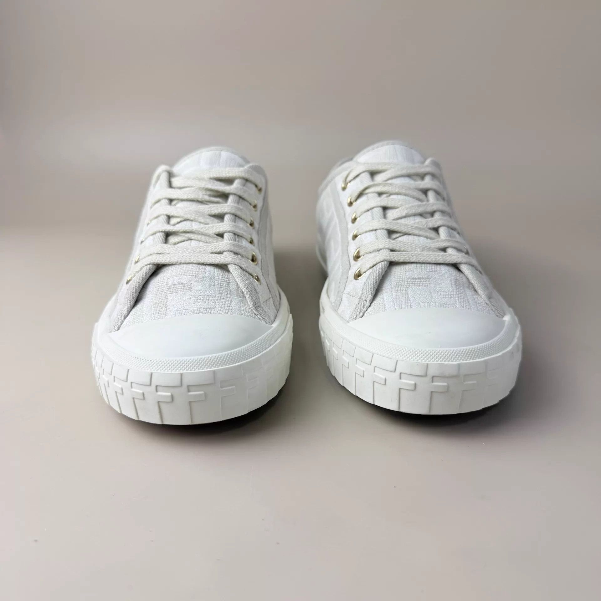 Fendi Fendi cream FF all over print lace-up casual shoes 37 99new Size US 6.5 / IT 36.5 - 2 Thumbnail