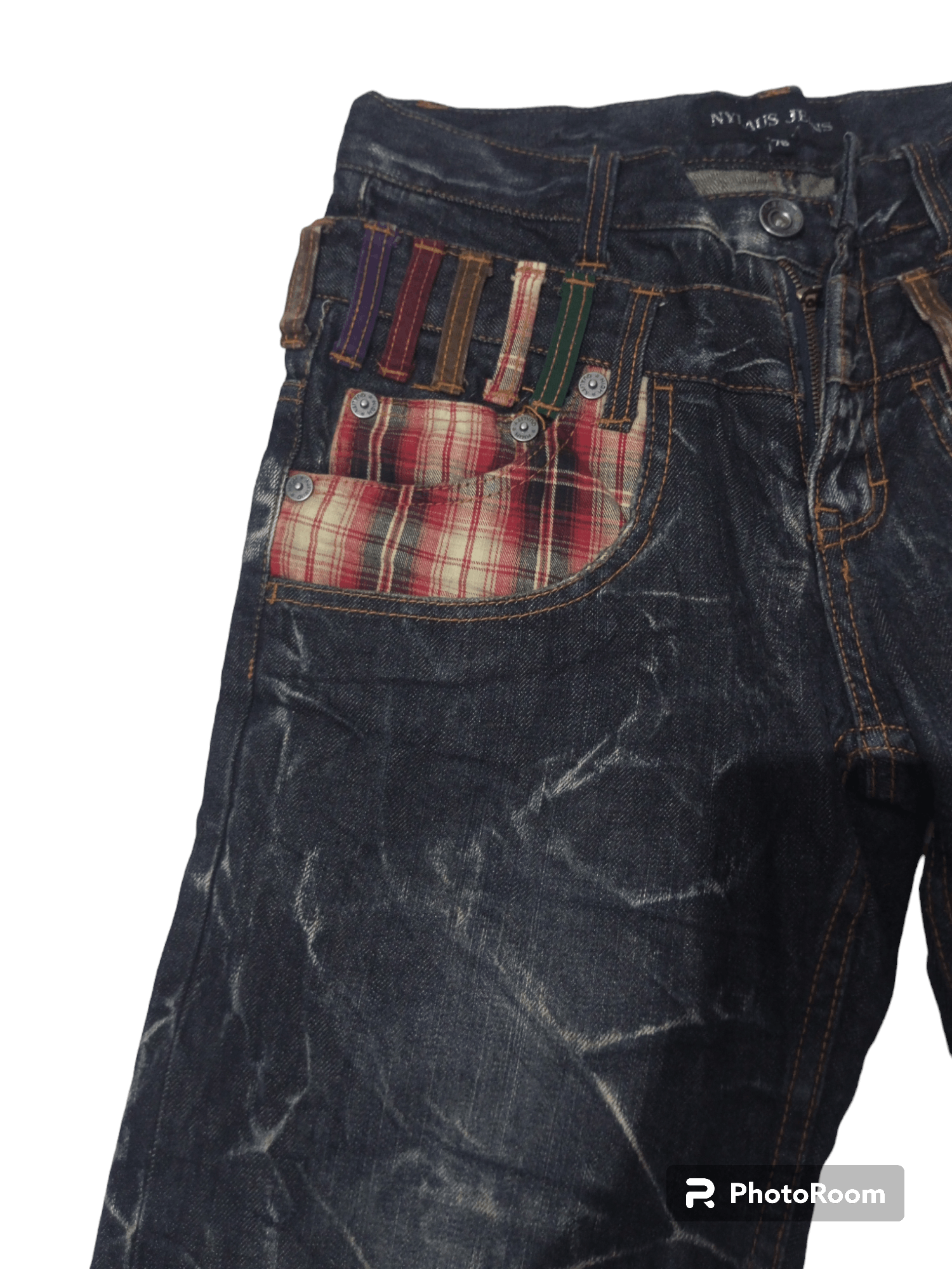 Hysteric Glamour Vintage Nylaus jeans double waist acid wash denim Size US 29 - 3 Thumbnail