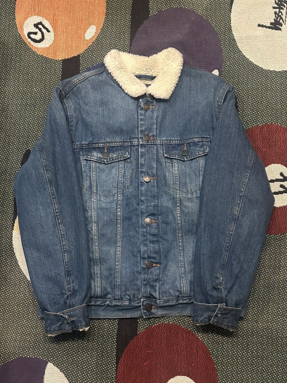 Vintage Denim Fleece Jacket Size US M / EU 48-50 / 2 - 1 Thumbnail