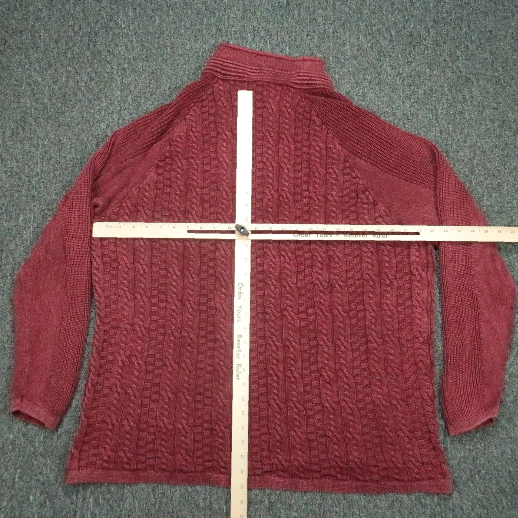 Carbon2Cobalt Carbon 2 Cobalt Sweater Men XXL Red Quarter Zip Cable Knit Heavyweight Size US XXL / EU 58 / 5 - 4 Thumbnail