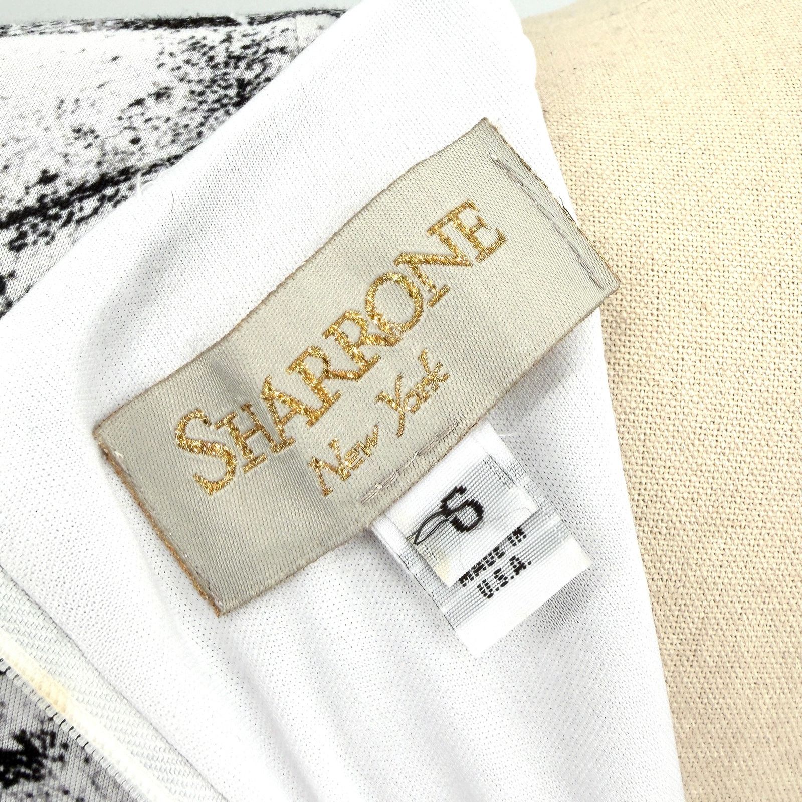 Vintage Vintage 90s Sharrone Black White Graphic Print Midi Dress Size S / US 4 / IT 40 - 5 Thumbnail