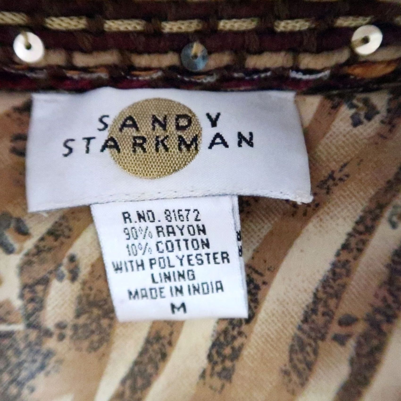 Vintage VINTAGE 90s Sandy Starkman Brown Texture Stripe Woven Jacket M Women Shirt/Coat? Size M / US 6-8 / IT 42-44 - 5 Thumbnail