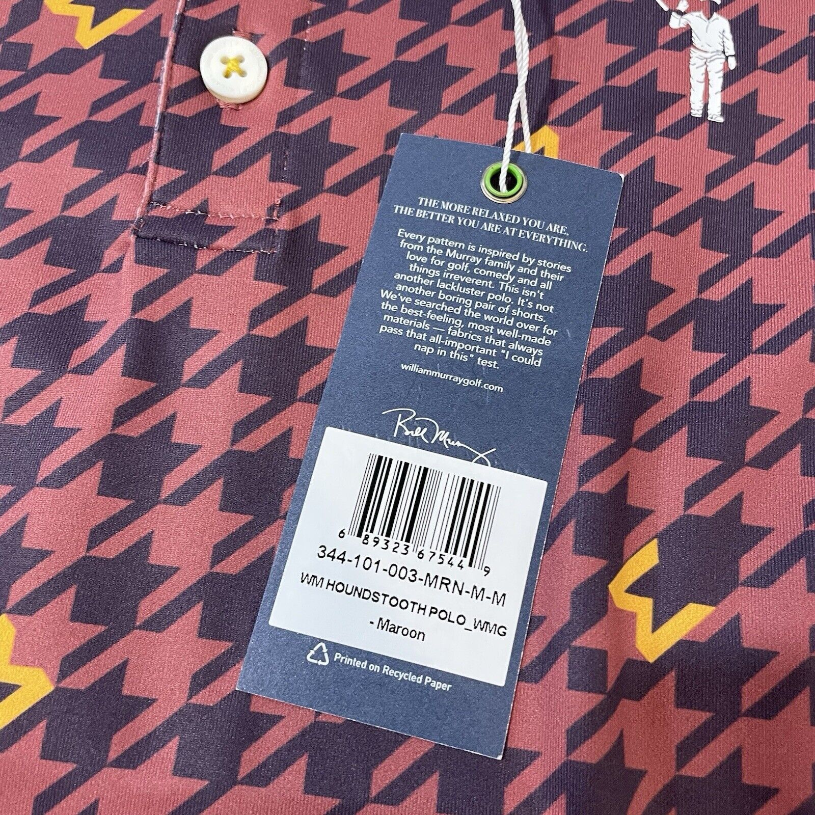 Polo Ralph Lauren NEW William Murray Golf Polo Shirt Mens Medium Houndstooth Size US M / EU 48-50 / 2 - 4 Thumbnail