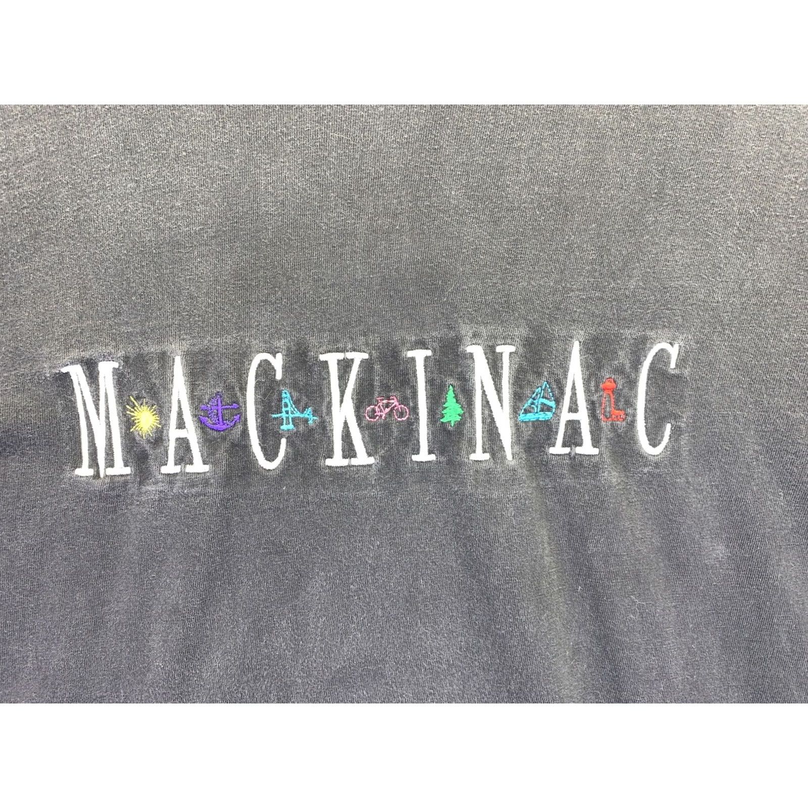 Vintage VINTAGE Time Square Sportswear Embroidered Mackinac Michigan Black T Shirt Adult L Mens/Womens/Unisex Size US L / EU 52-54 / 3 - 5 Thumbnail