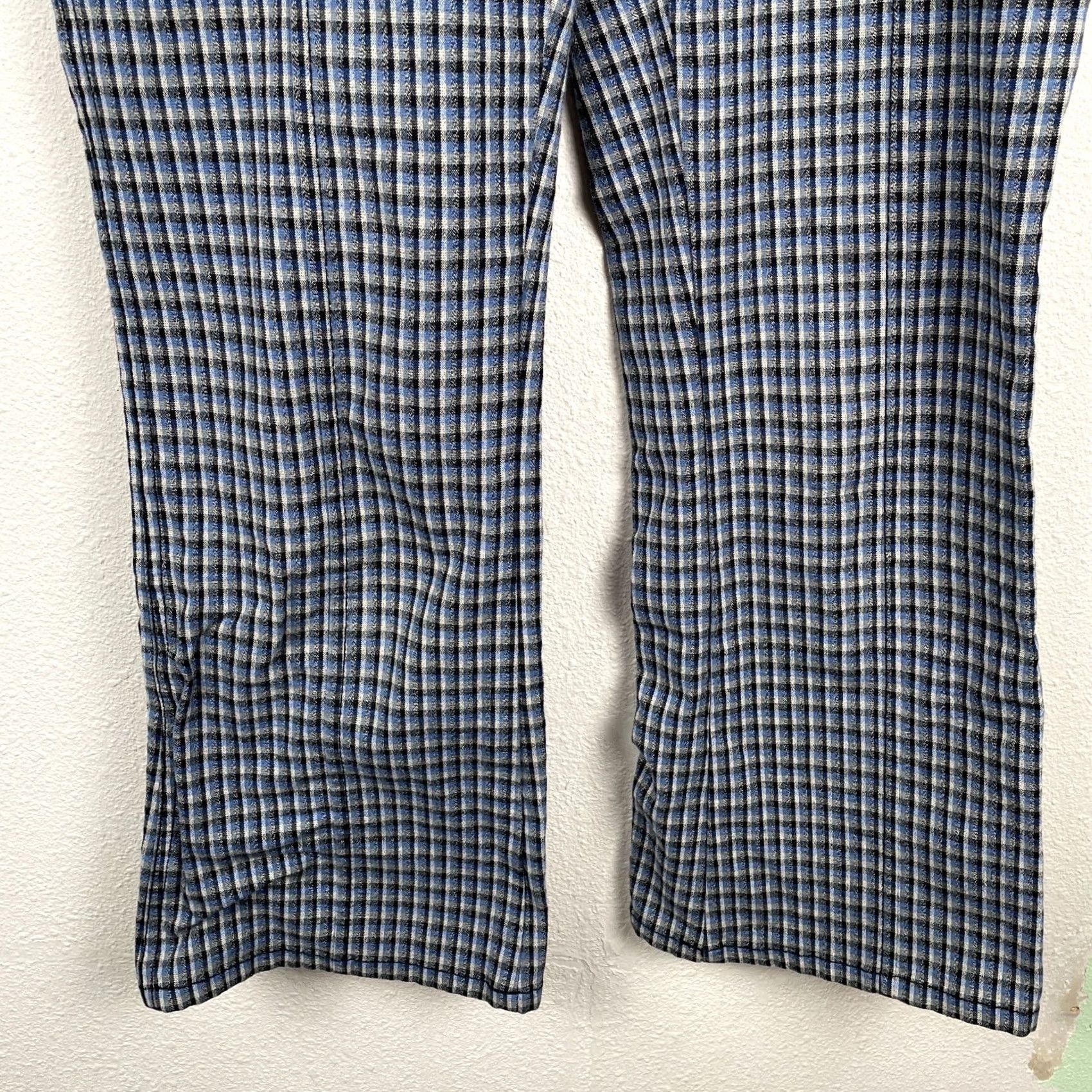 Vintage Derek Lam 10 Crosby Pants Womens Plaid Blue Flared Cropped Trousers Size 0 NEW Size 25" / US 0 / IT 36 - 2 Thumbnail