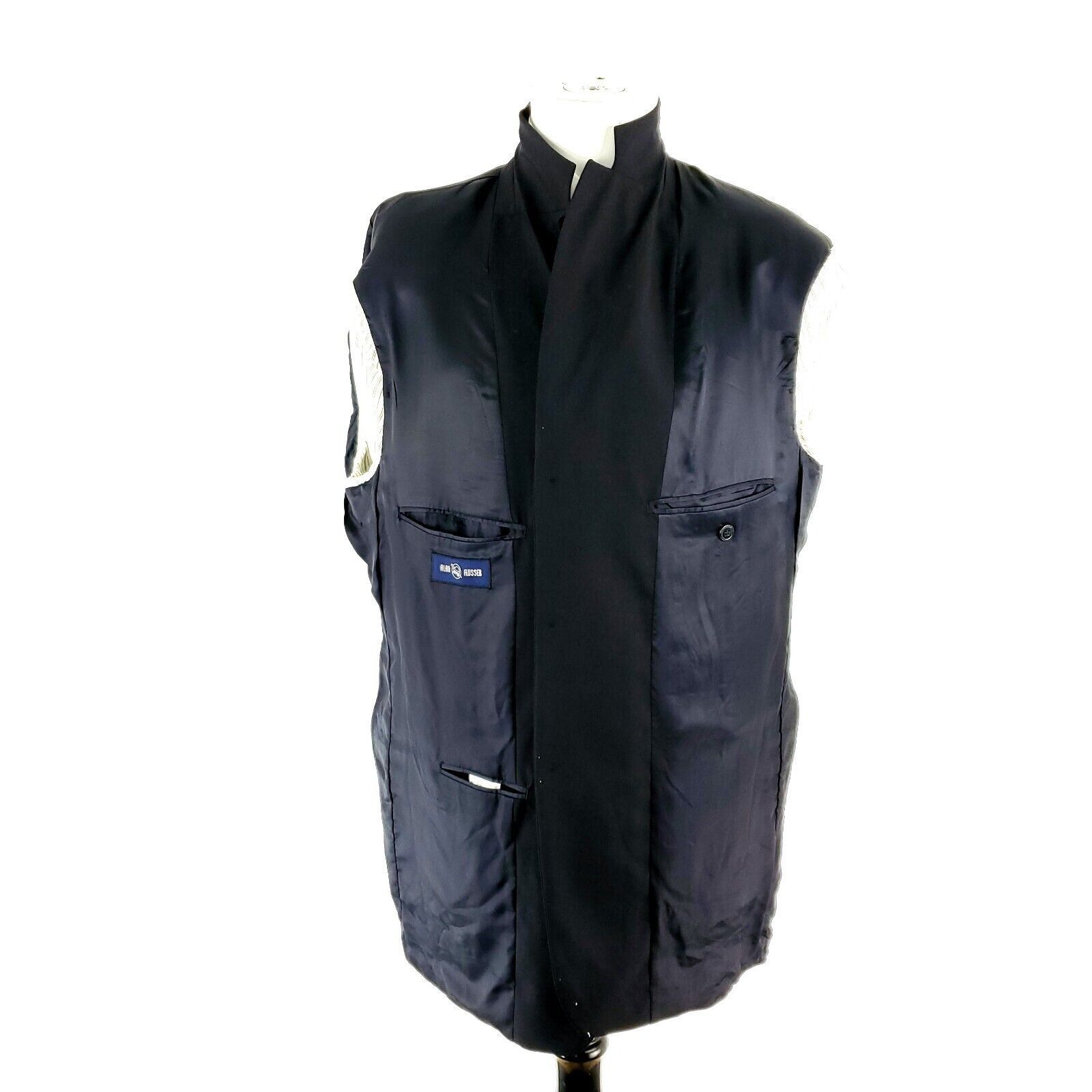 Alan Flusser Alan Flusser 3 Silver Gold Button Blazer 44L Solid Blue Size 44L - 10 Thumbnail