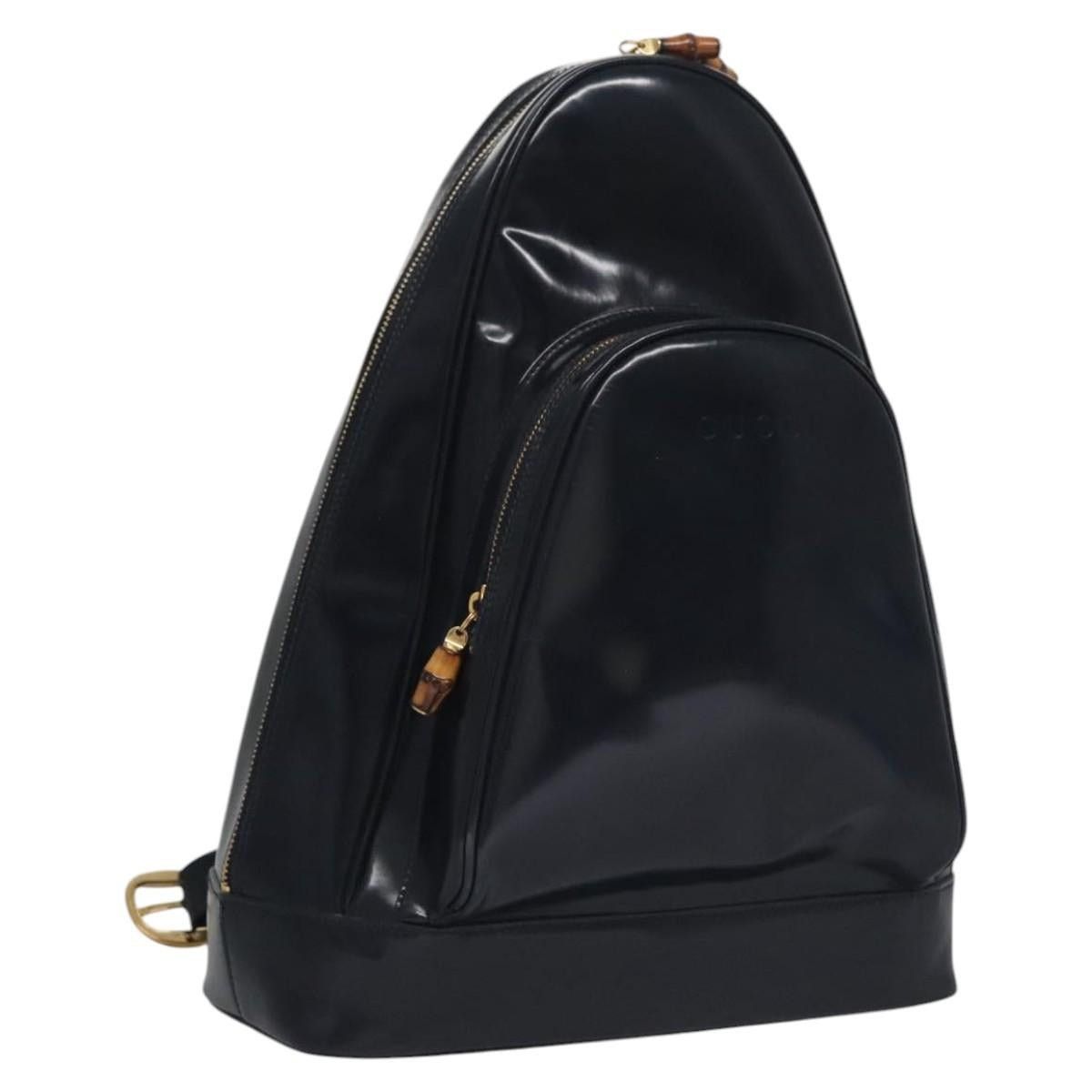 Gucci GUCCI Bamboo Body Bag Patent Leather Navy Gold Size ONE SIZE - 1 Thumbnail