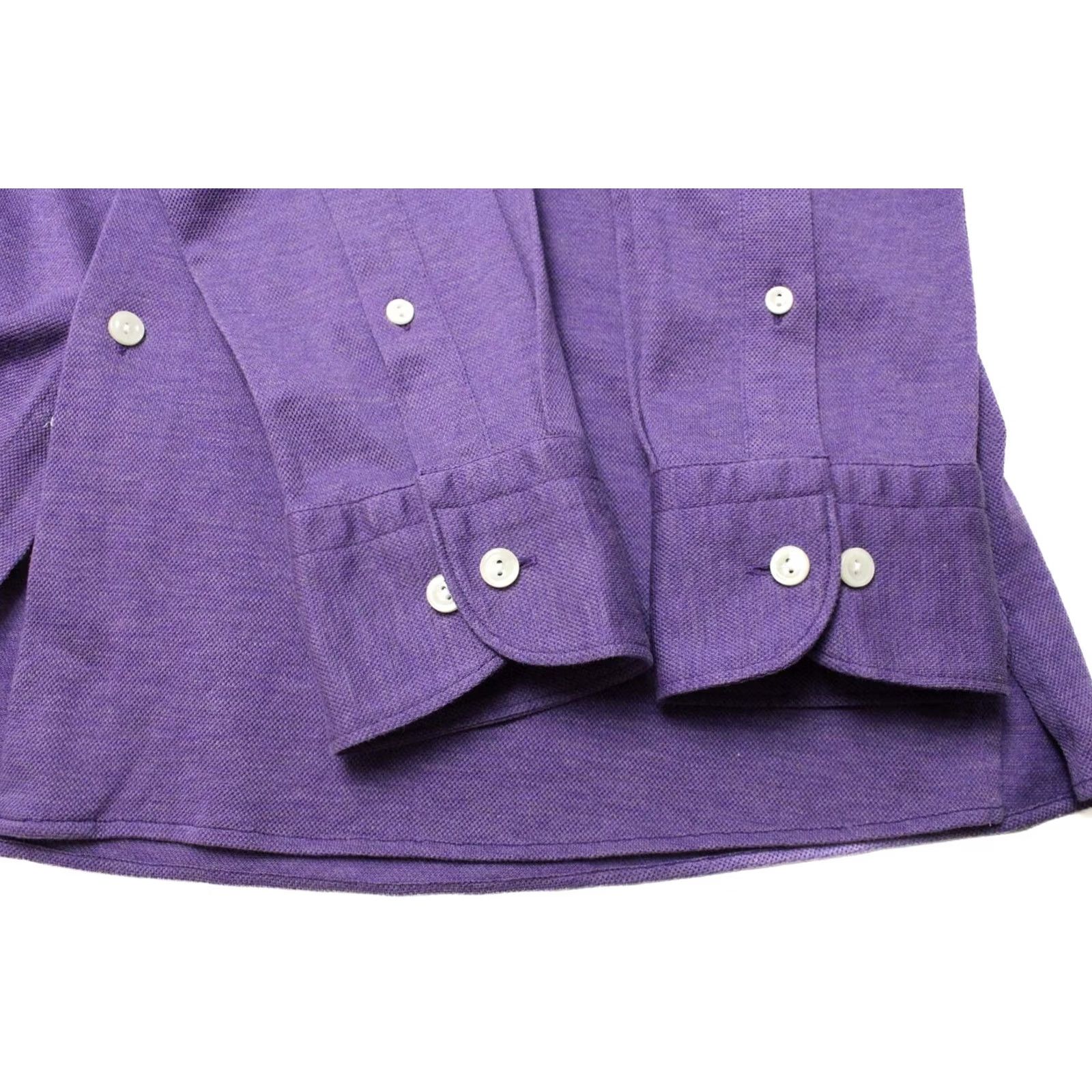 Eton Eton Formal Shirt Men Large Tricot Melange Button Up Spread Purple Size 42R - 5 Thumbnail