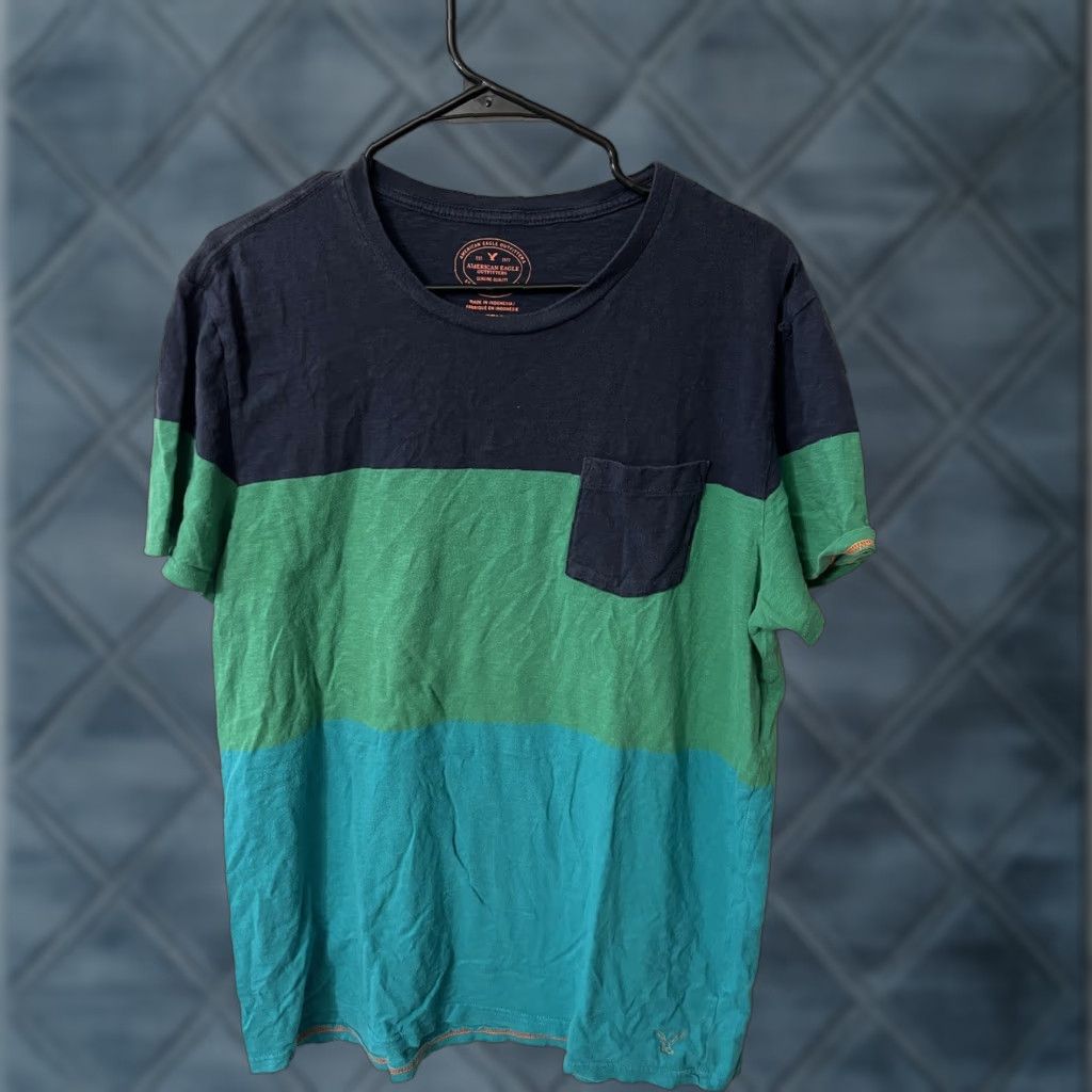 American Eagle Outfitters American Eagle Outfitters Shirt Men Large Multicolor Striped Short Sleeve Pocket Tee Size US L / EU 52-54 / 3 - 1 Thumbnail