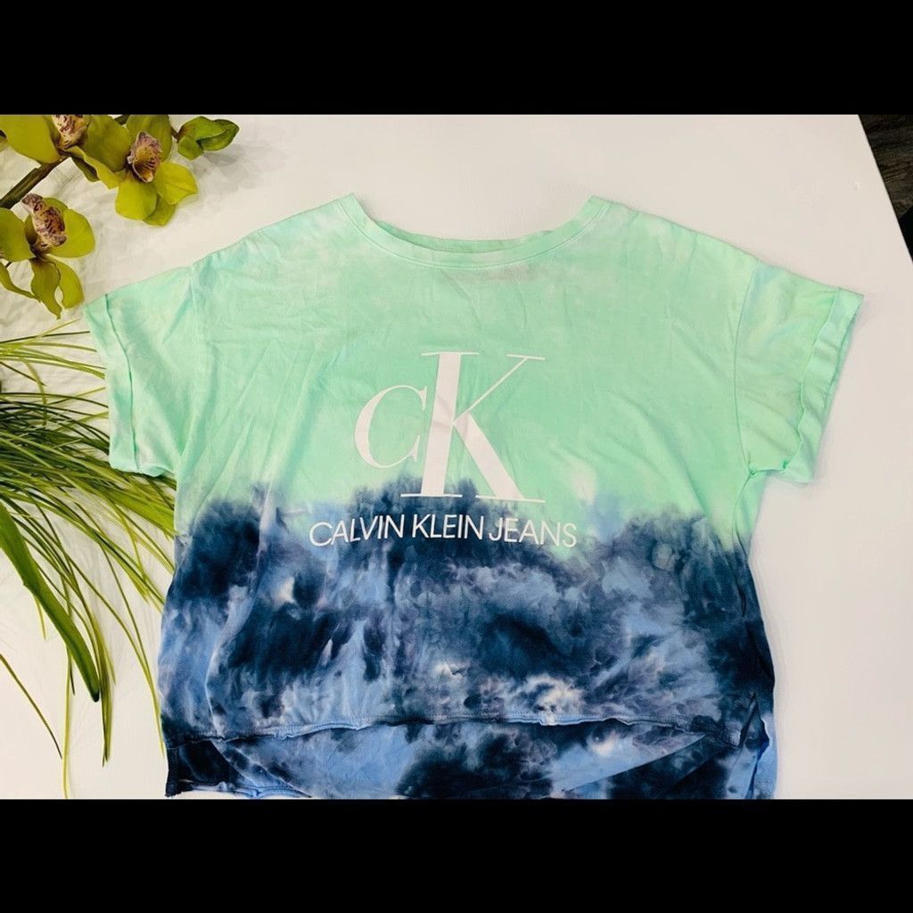 Calvin Klein Calvin Klein tie dye green/blue crop top size M Size L / US 10 / IT 46 - 1 Thumbnail