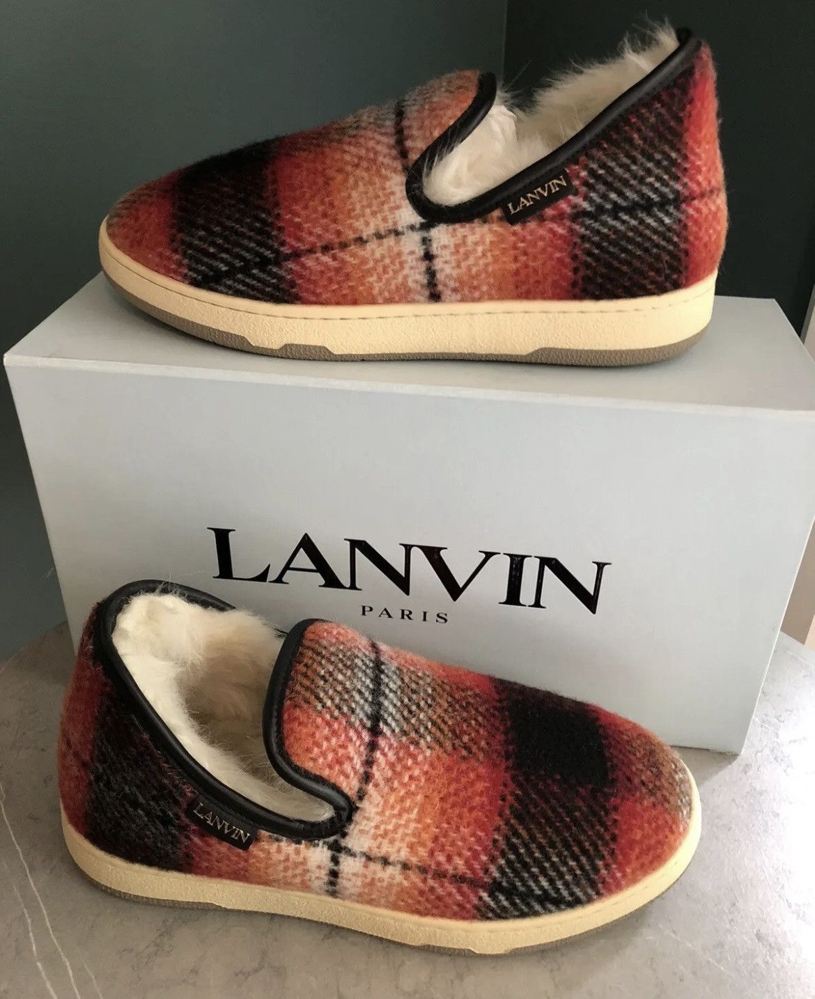 image of Lanvin Cosy Slipper Slip-On Shoe in Blanc Rouge, Men's (Size 11)