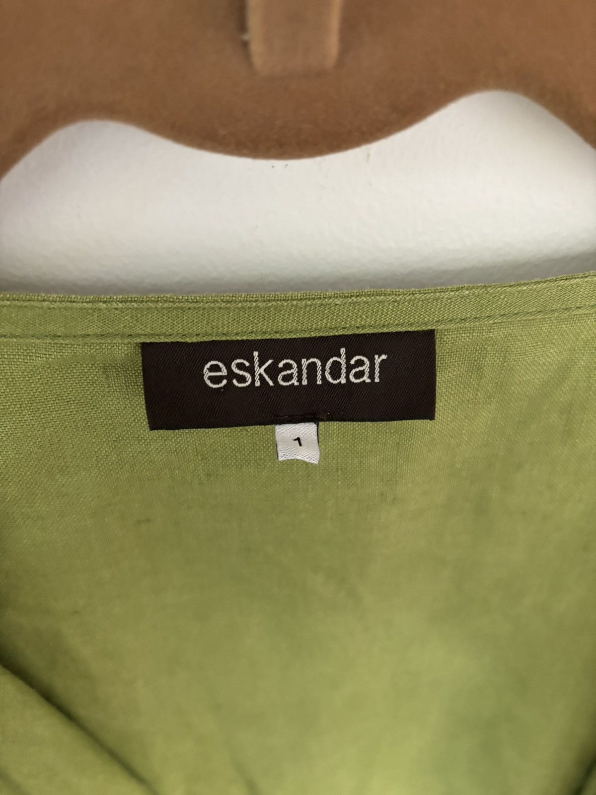 Designer × Vintage × eskandar Eskandar Linen Overshirt Prada Green Drapey Slouch Long Open Size ONE SIZE - 4 Thumbnail
