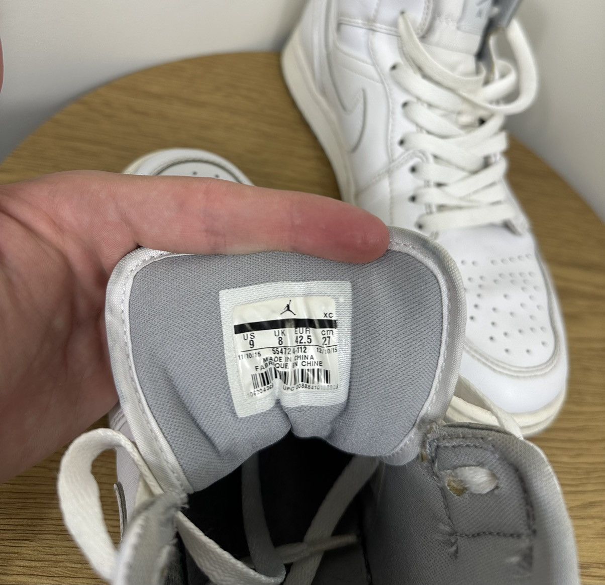 Jordan Brand Vintage Nike Air Jordan 1 Mid White Wolf Grey Hype Sneakers Size US 9 / EU 42 - 14 Thumbnail