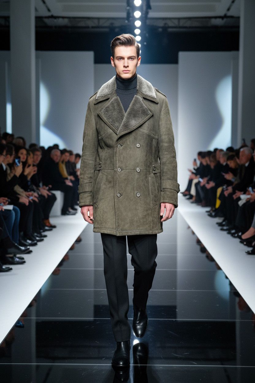 Vintage Armi Military green double breasted shearling coat suede M Size US M / EU 48-50 / 2 - 10 Thumbnail