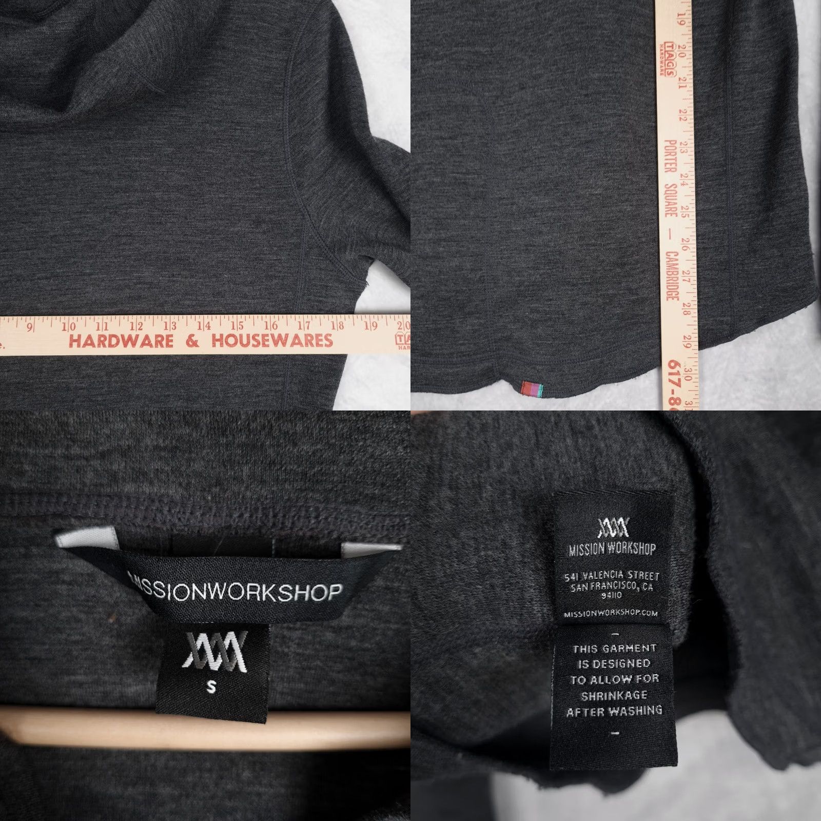 Mission Workshop Mission Workshop Shirt Mens Small Gray Wool Hooded T-Shirt Hooded Shirt Gorpcore Fall Winter Outdoor Sports Size US S / EU 44-46 / 1 - 10 Thumbnail