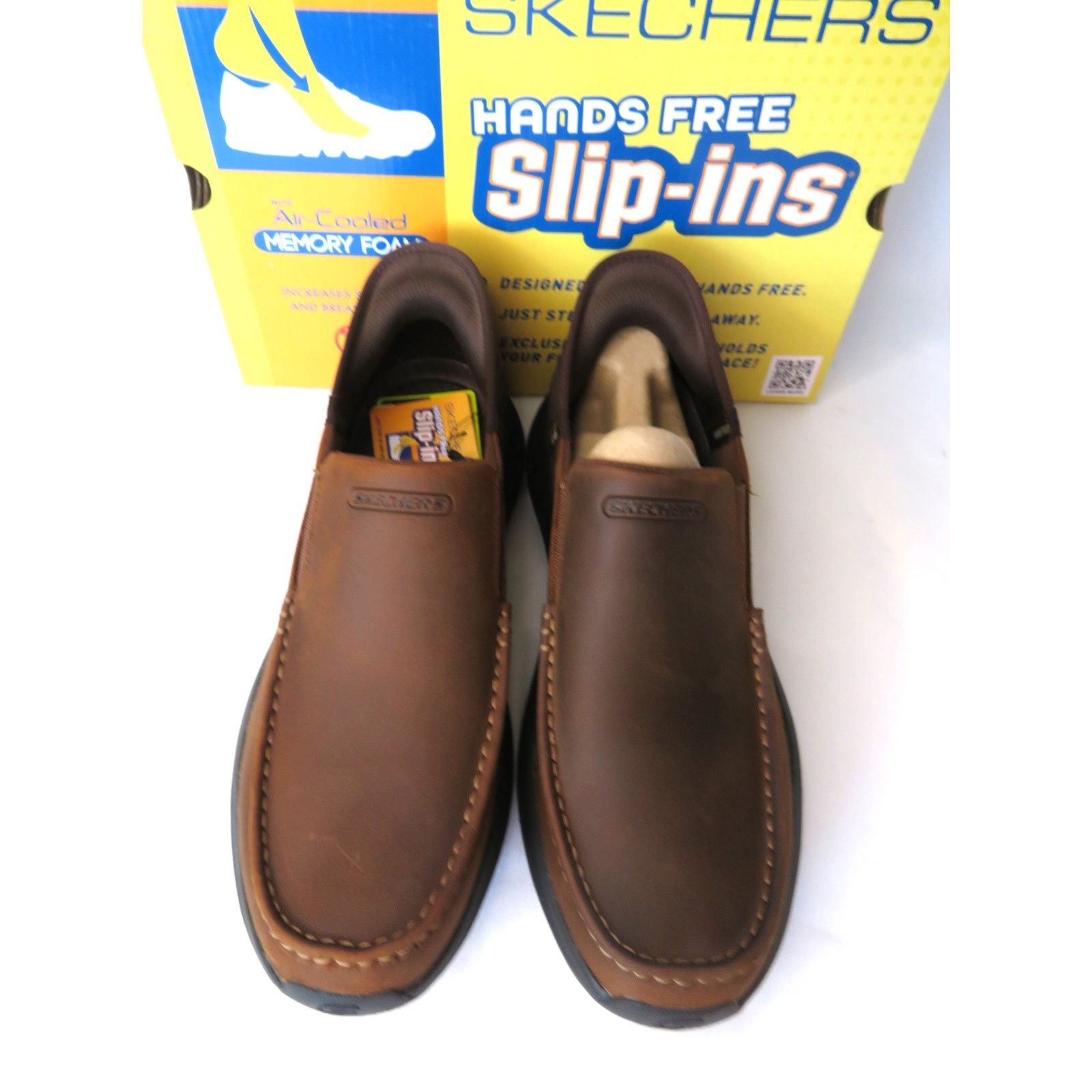 SKECHERS New SKECHERS Brown Leather Slip-ins Relaxed Fit Oswin Loafer Size US 11 / EU 44 - 2 Thumbnail