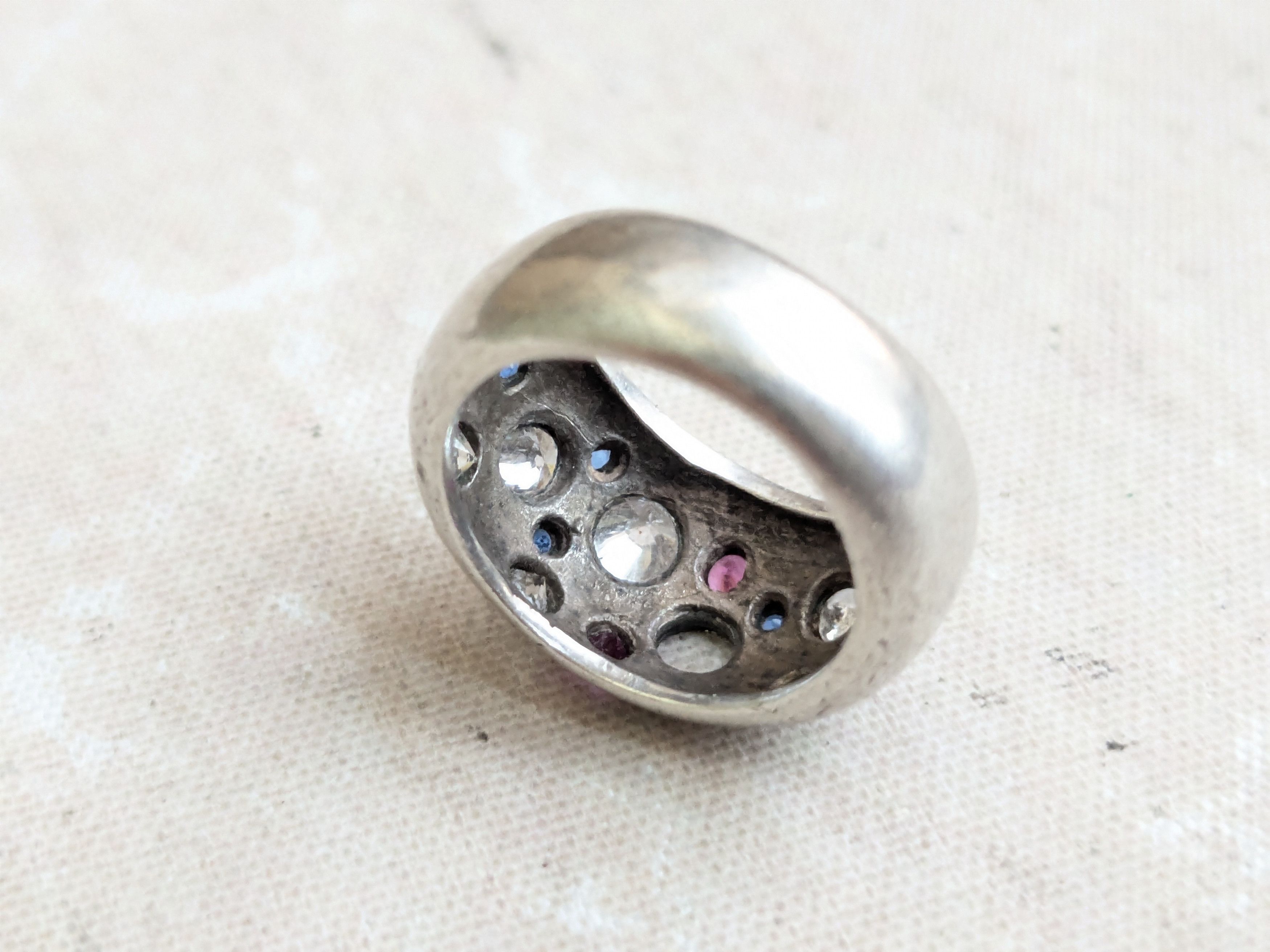 Sterling Silver Vintage Sterling Silver Ring Dome 5.25 Rainbow Y2K Size ONE SIZE - 3 Thumbnail