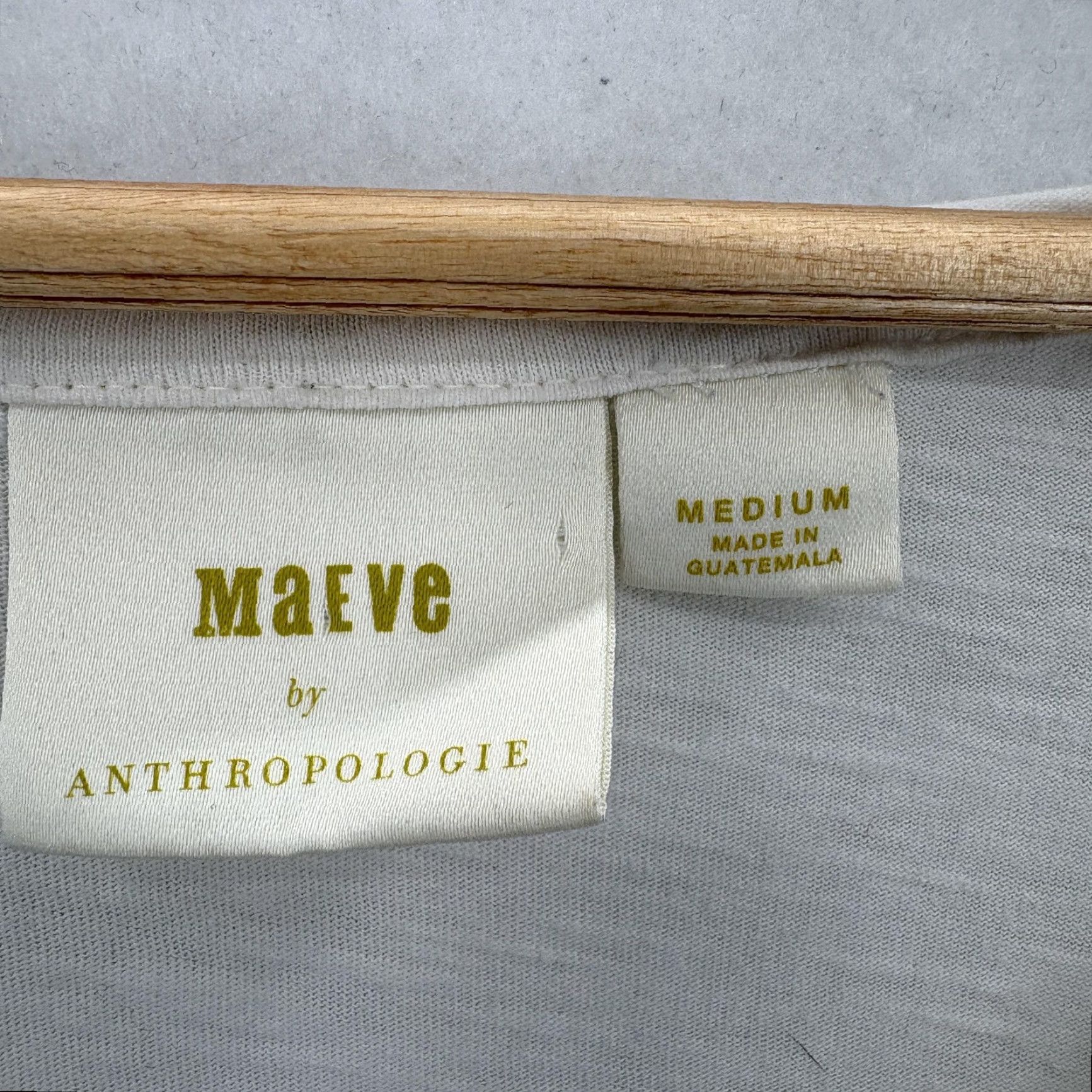 Vintage Maeve Shirt Womens Medium White Ruched Sleeve V Neck Cotton Top Anthropologie Size M / US 6-8 / IT 42-44 - 4 Thumbnail
